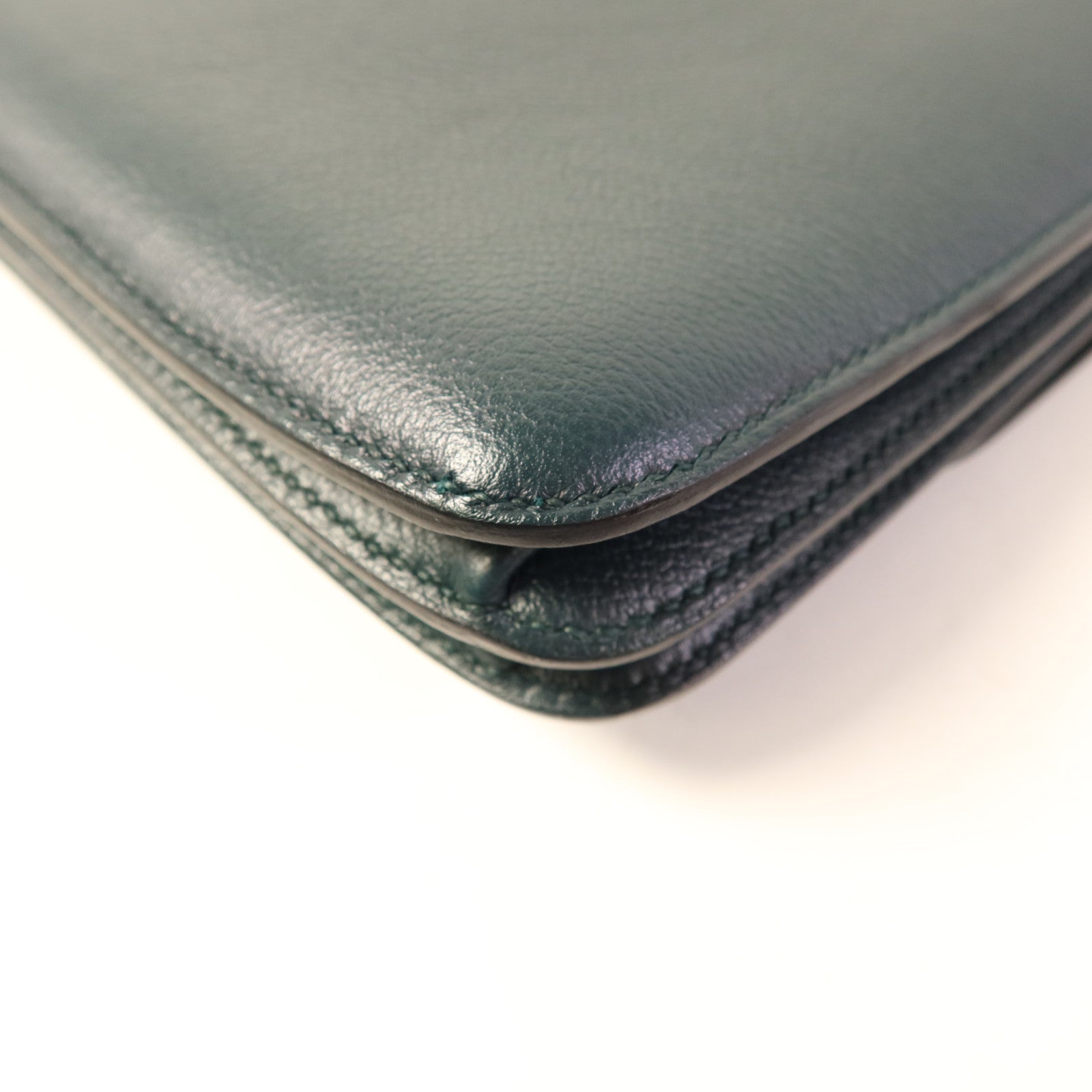 HERMES Evercolor皮革2002 26銀扣肩背袋Vert Cypress