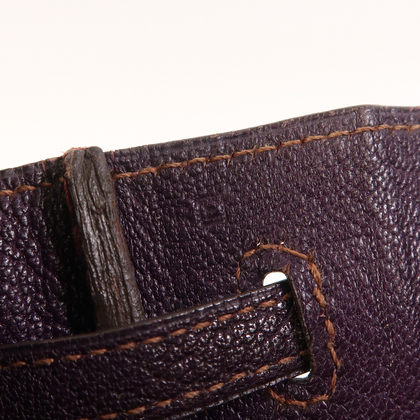 HERMES Chevre皮革Cabana 35銀扣肩背袋Raisin