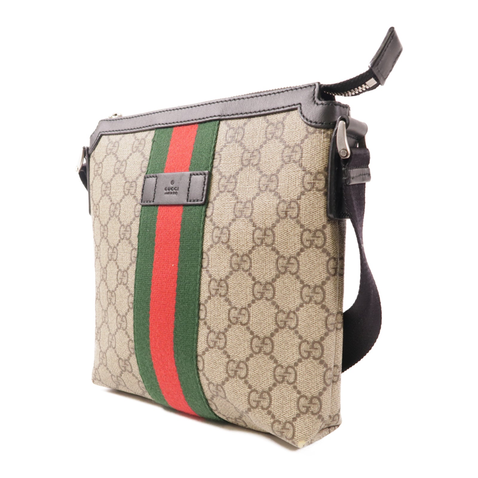 GUCCI 塗層帆布Shoulder Bag銀扣肩背袋