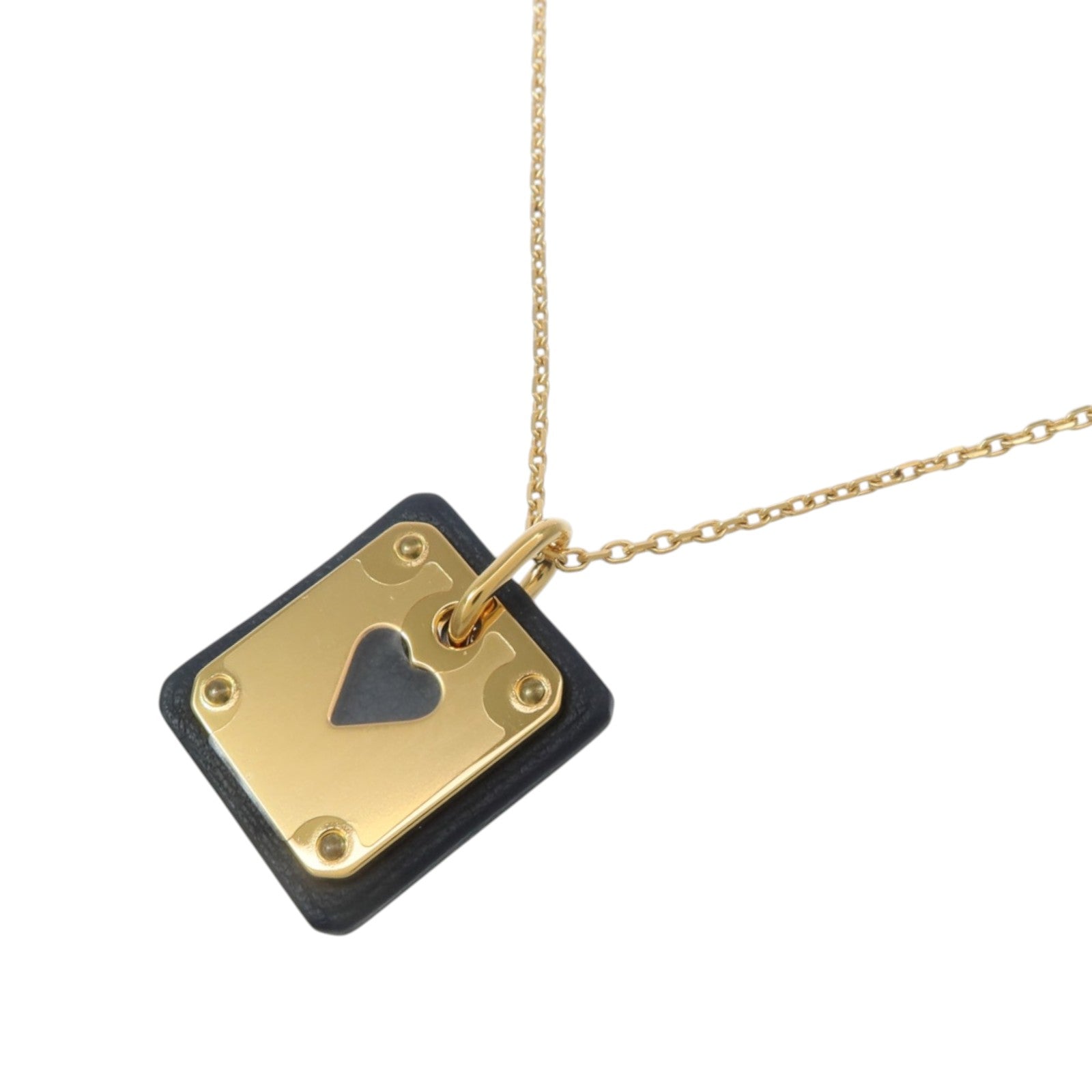 HERMES Swift皮革/金屬As Coeur Necklace項鏈