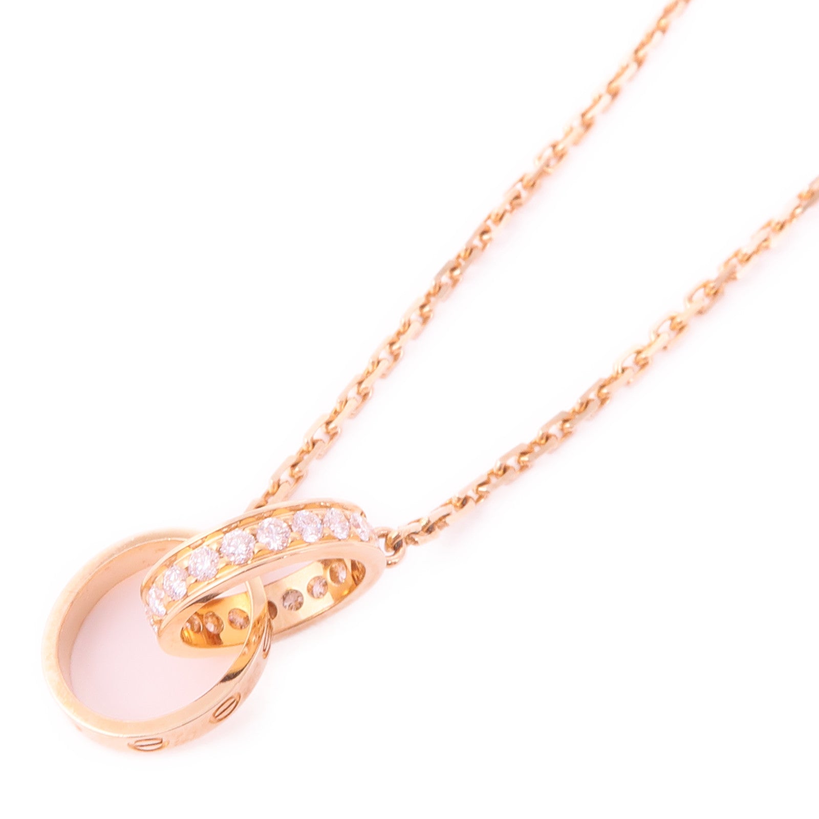 CARTIER 18K玫瑰金Love Diamond Necklace鑽石項鍊