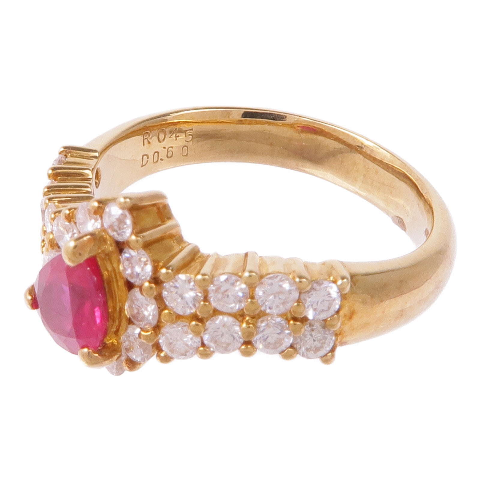 JEWELRY 【激減優惠】18K黃金Ruby Diamond Ring紅寶石/鑽石戒指US#5