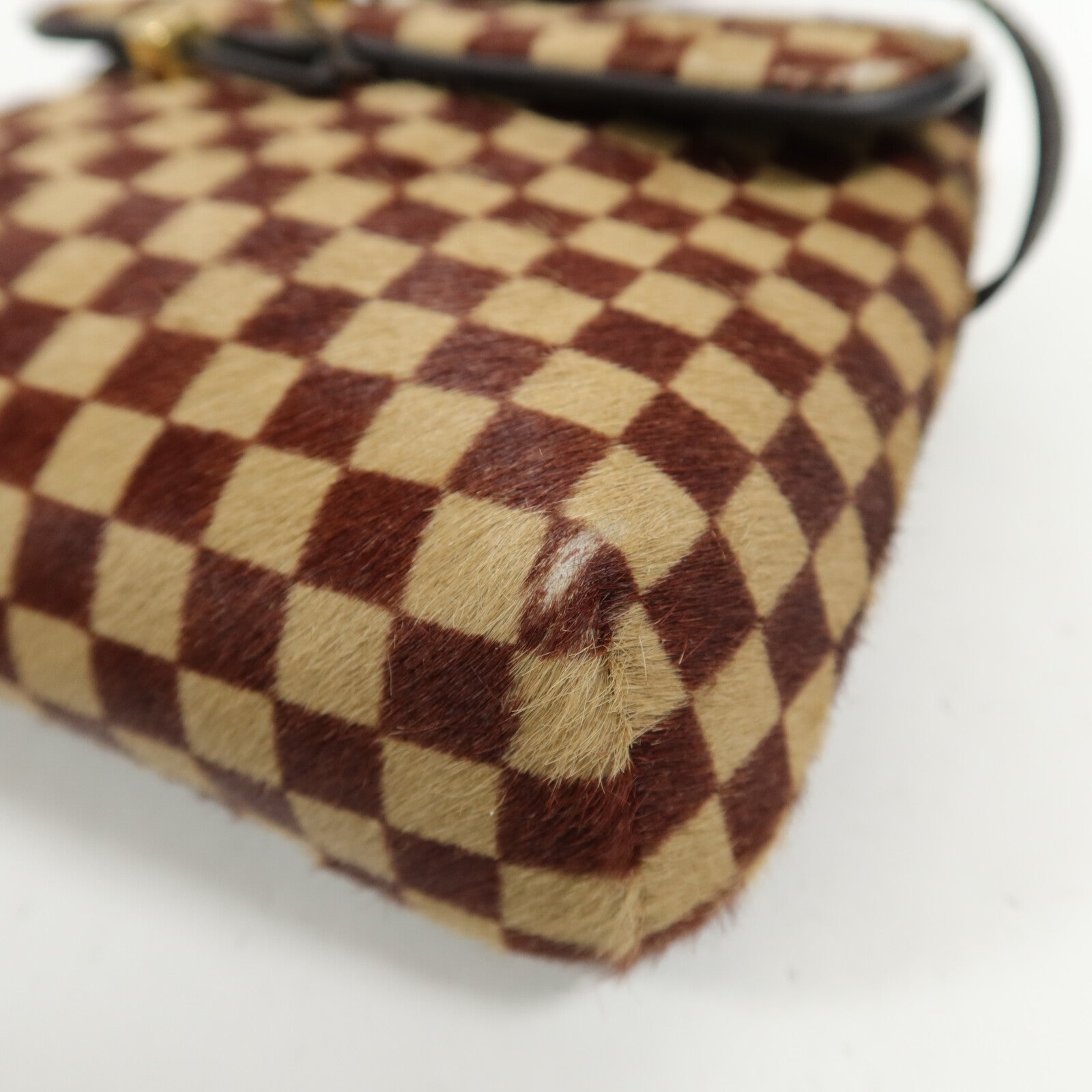 LOUIS VUITTON Pony Hair/牛皮皮革Damier Sauvage Gazelle肩背袋