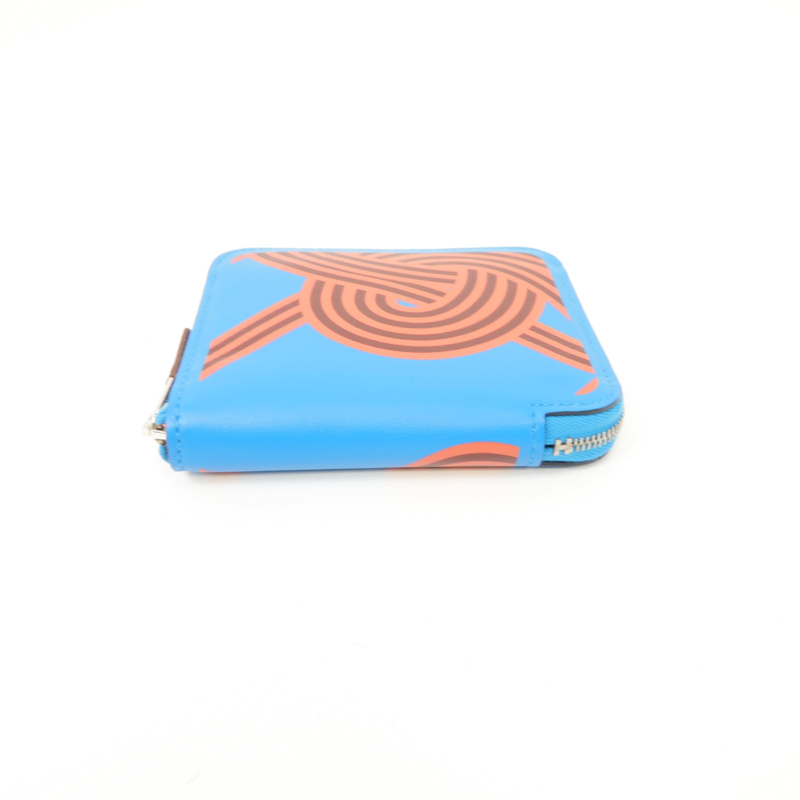 HERMES Swift皮革Silk In Compact Walle銀扣錢包Bleu Frida/Rouge HBleu Frida/Rouge H藍色/粉紅色