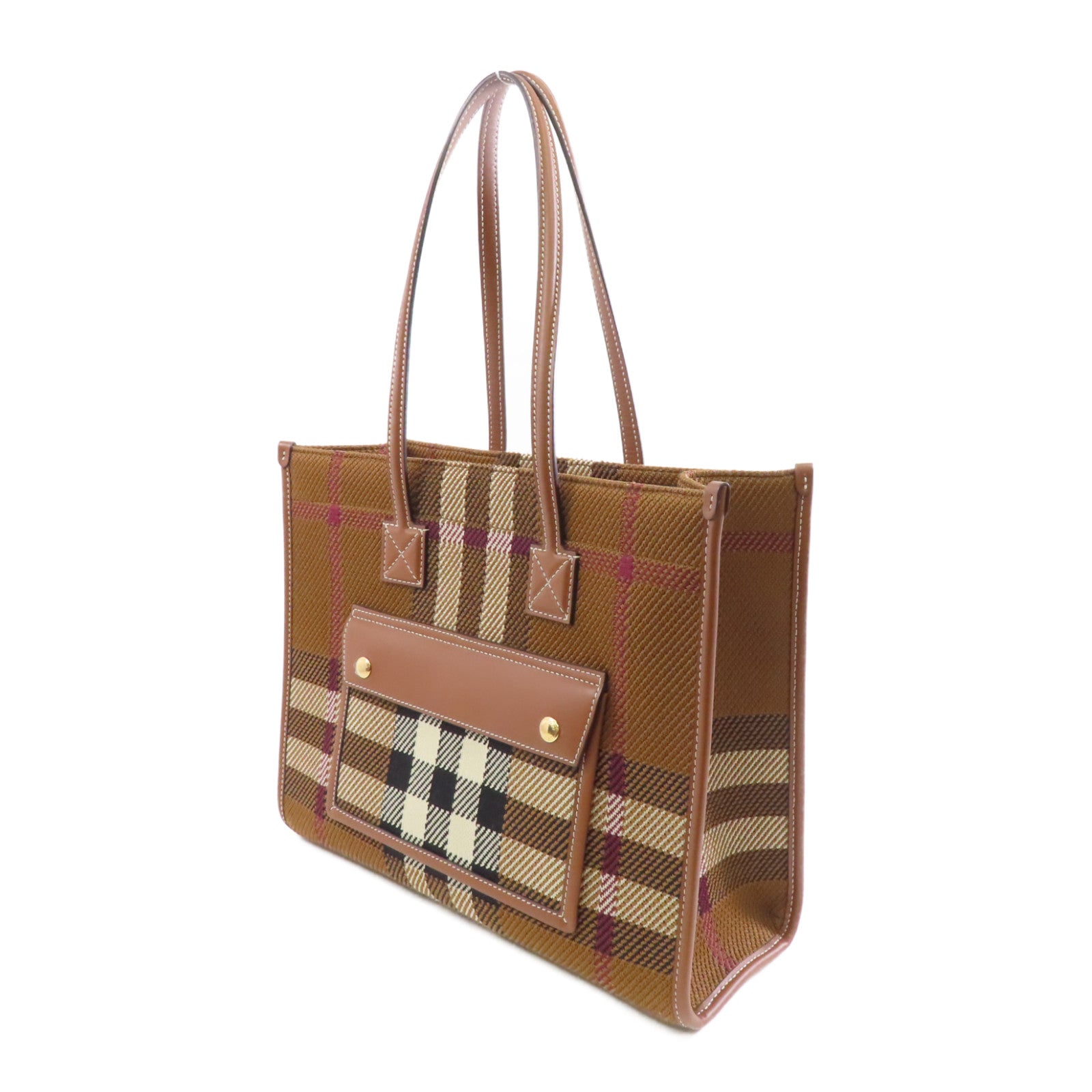 BURBERRY 纖維Medium Freya Tote Bag金扣手挽袋啡色