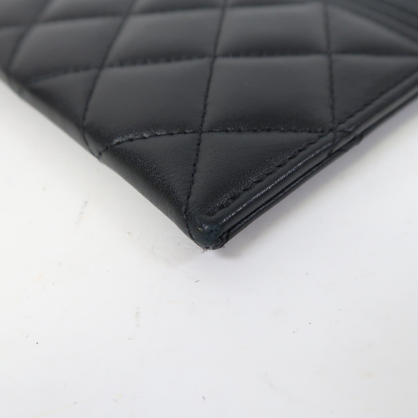 CHANEL 【激減優惠】菱格羊皮皮革Zipper Long Wallet金扣長錢包黑色