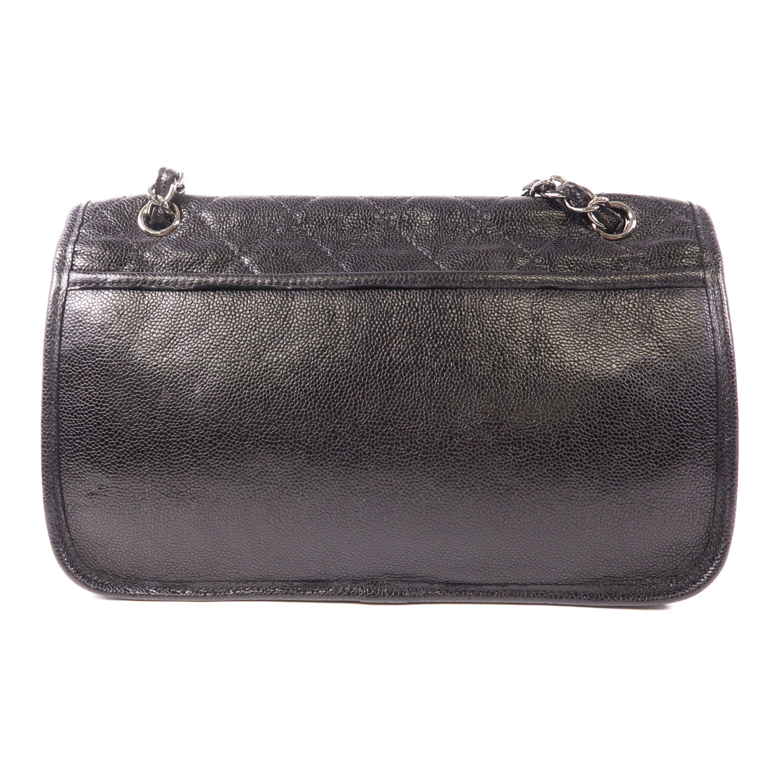 CHANEL 牛皮皮革Split Pocket Flap銀扣鏈帶肩背袋