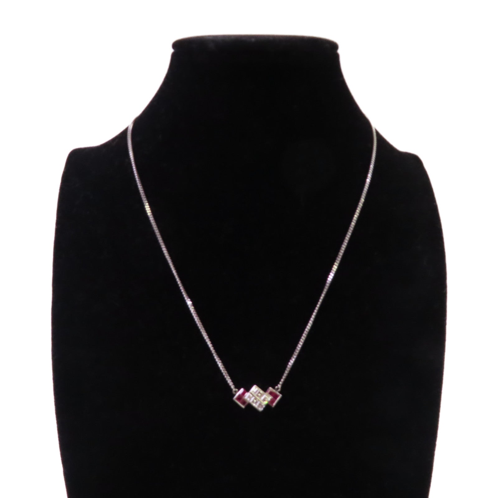 Jewelry 0.87ct Ruby 0.67 Diamond Necklace PT850 Platinum