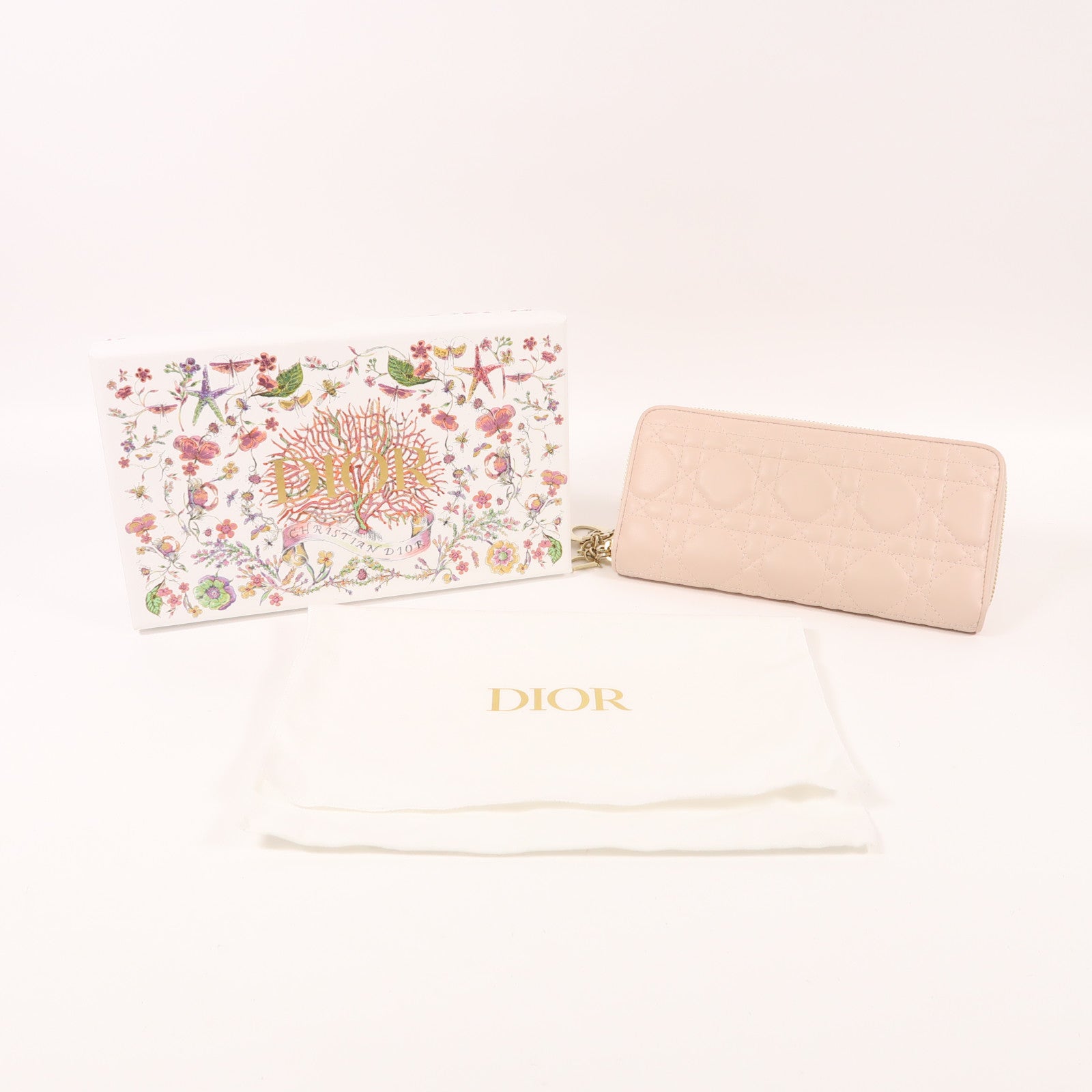 Dior 羊皮皮革Long Wallet金扣長錢包