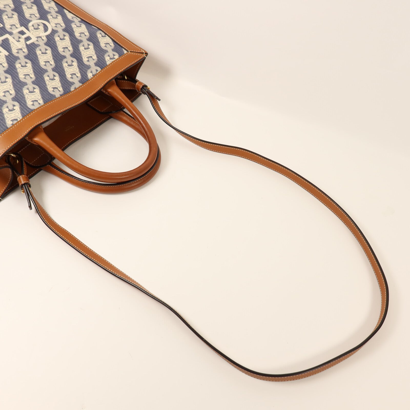 CELINE 【激減優惠】帆布/牛皮皮革Cabas Vertical金扣手挽肩背兩用袋