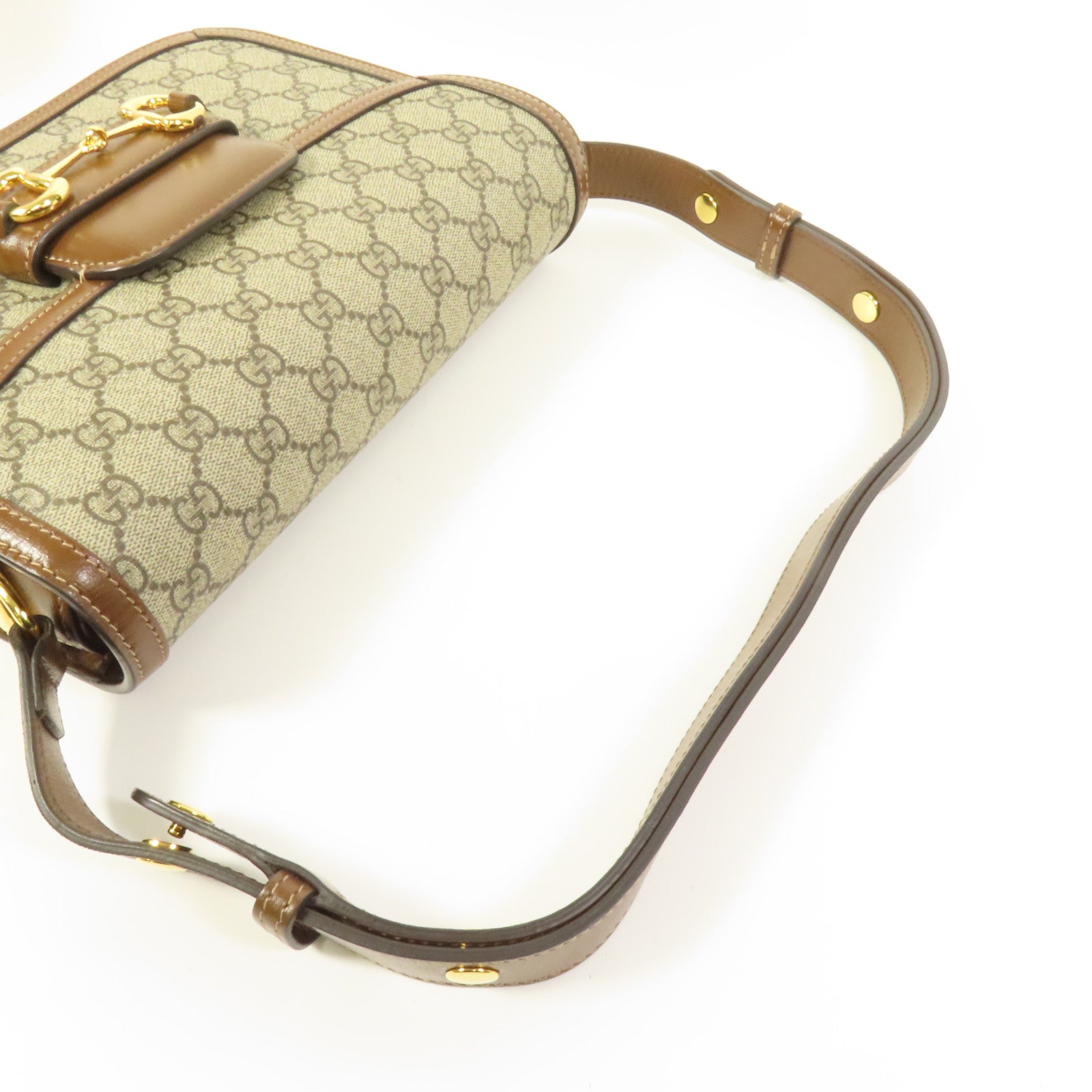 GUCCI 塗層帆布Horsebit 1955 MM金扣肩背袋