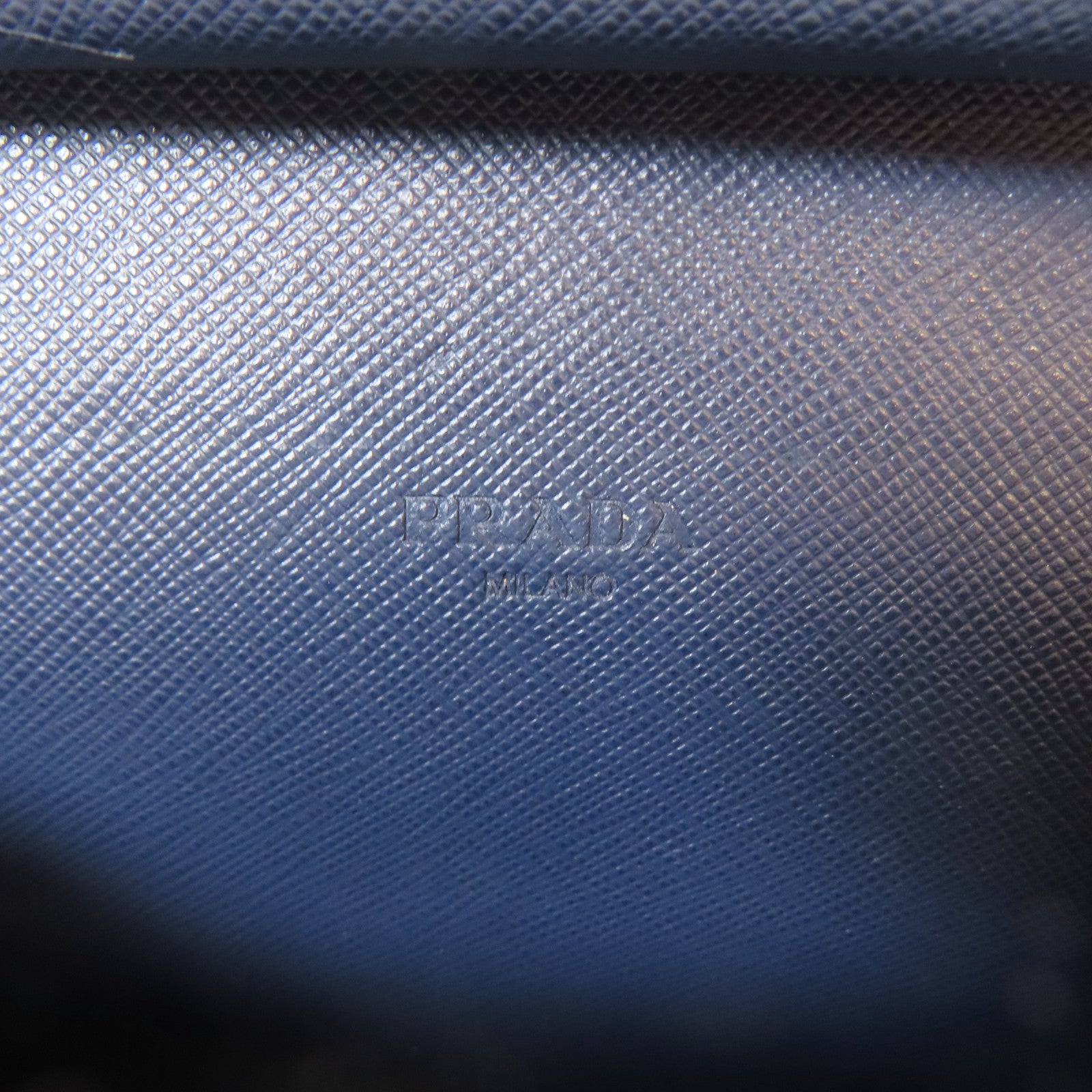 PRADA 【激減優惠】牛皮皮革Zipper Long Wallet銀扣長錢包藍色