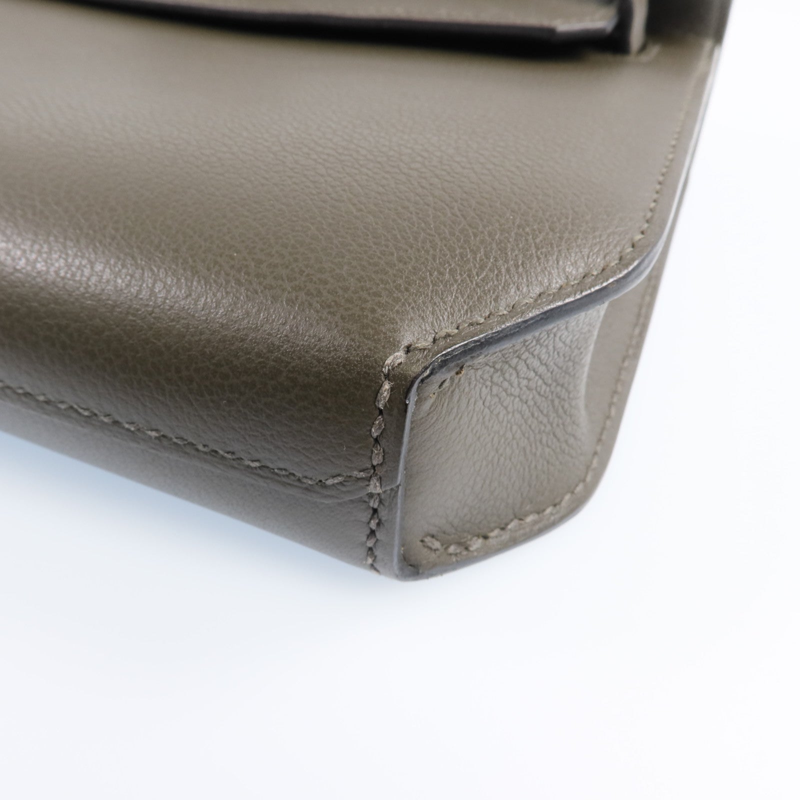 HERMES Evercolor皮革Kelly Depeches 25銀扣手拿包Vert Maquies