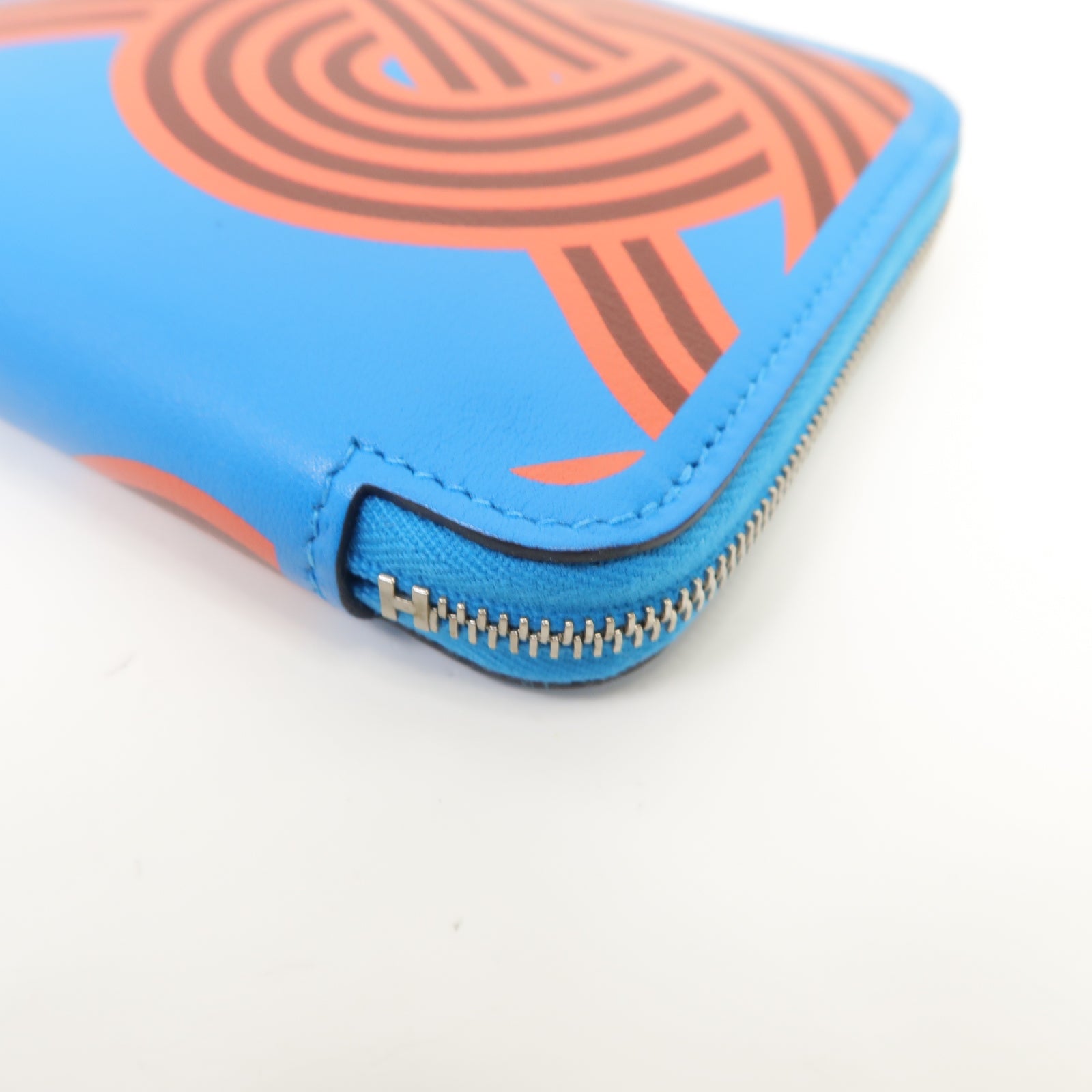 HERMES Swift皮革Silk In Compact Walle銀扣錢包Bleu Frida/Rouge HBleu Frida/Rouge H藍色/粉紅色