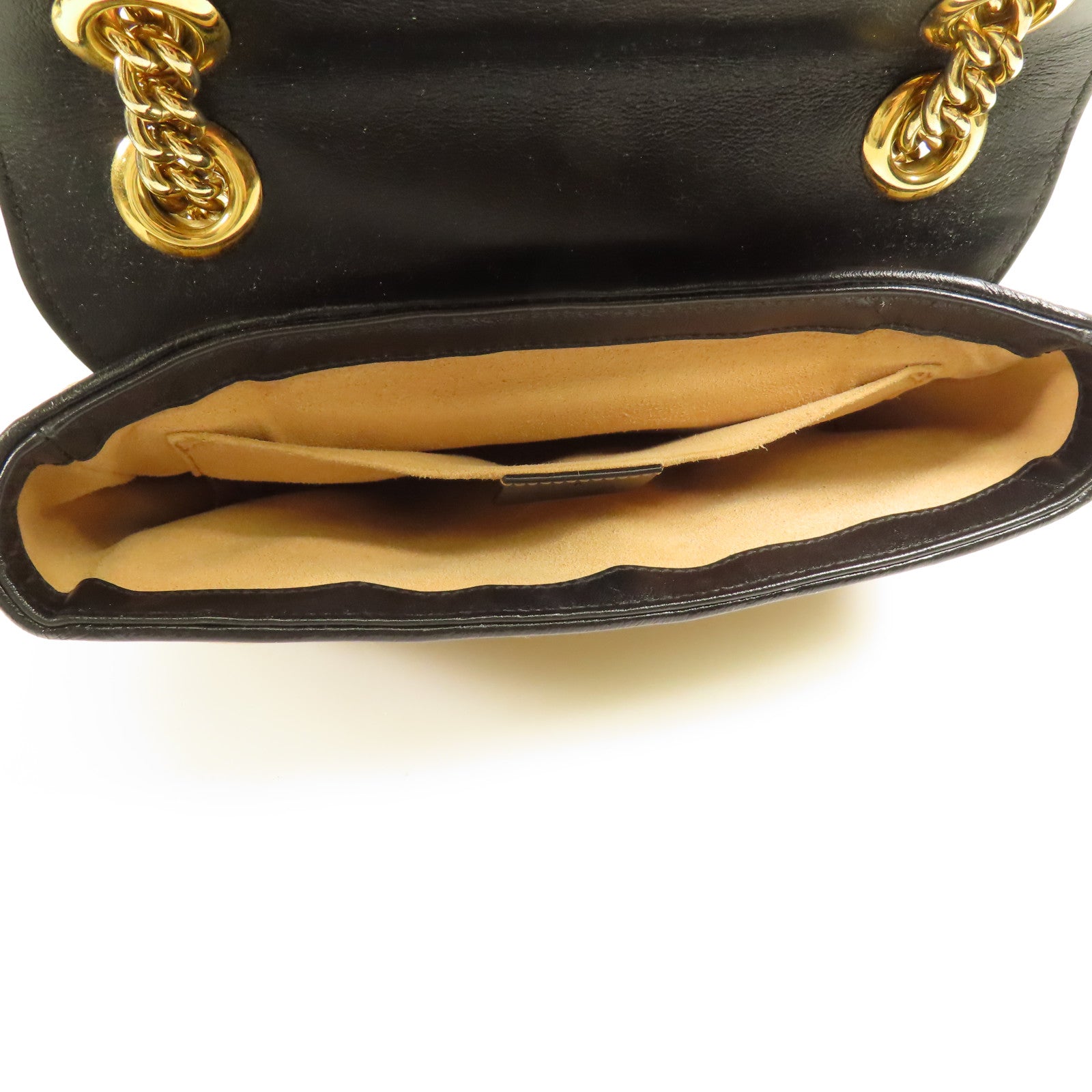 GUCCI GHW GG Marmont Chain Shoulder Bag 446744 Canvas Brown Black