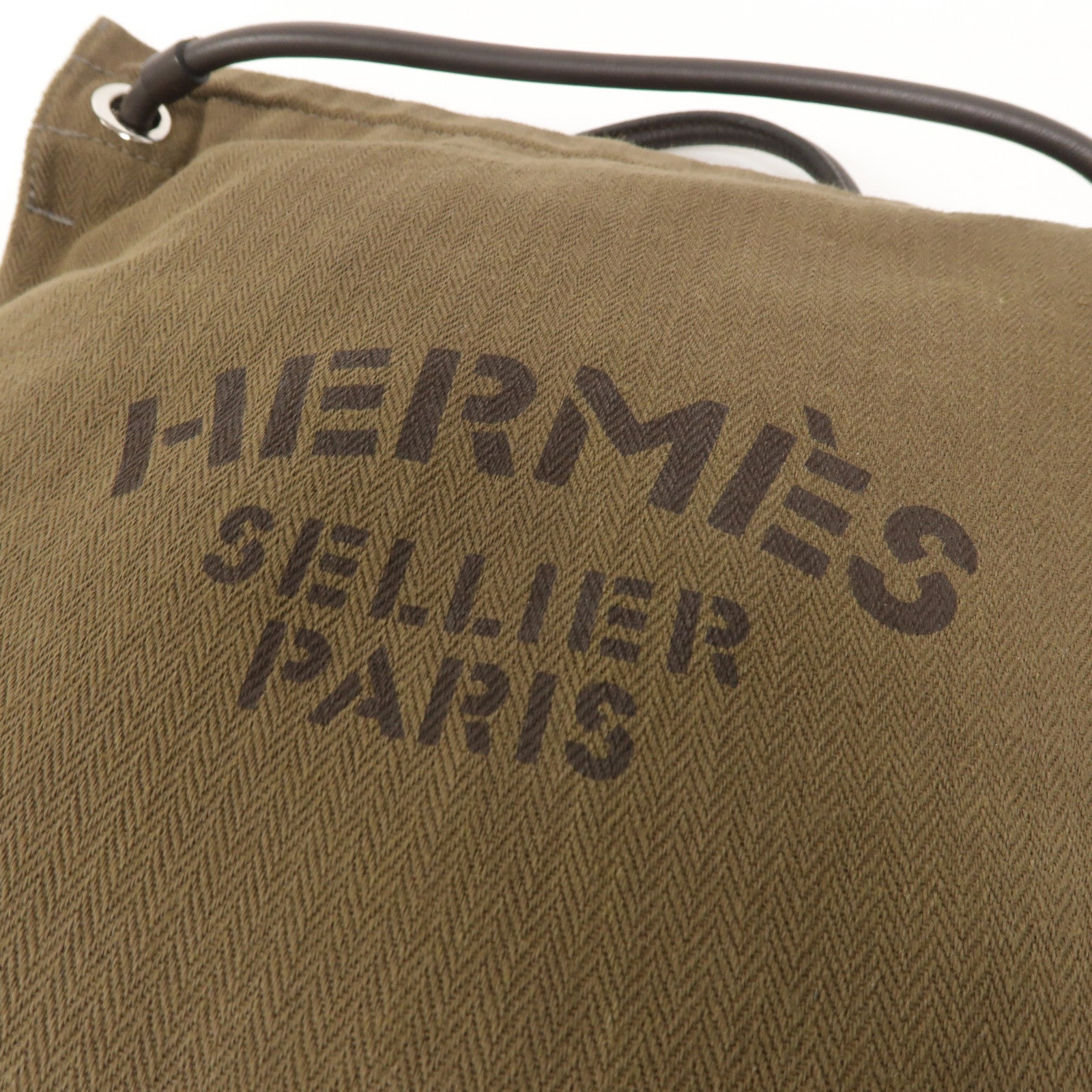 HERMES 帆布Aline Grooming Bag背包Kaki/Ebene