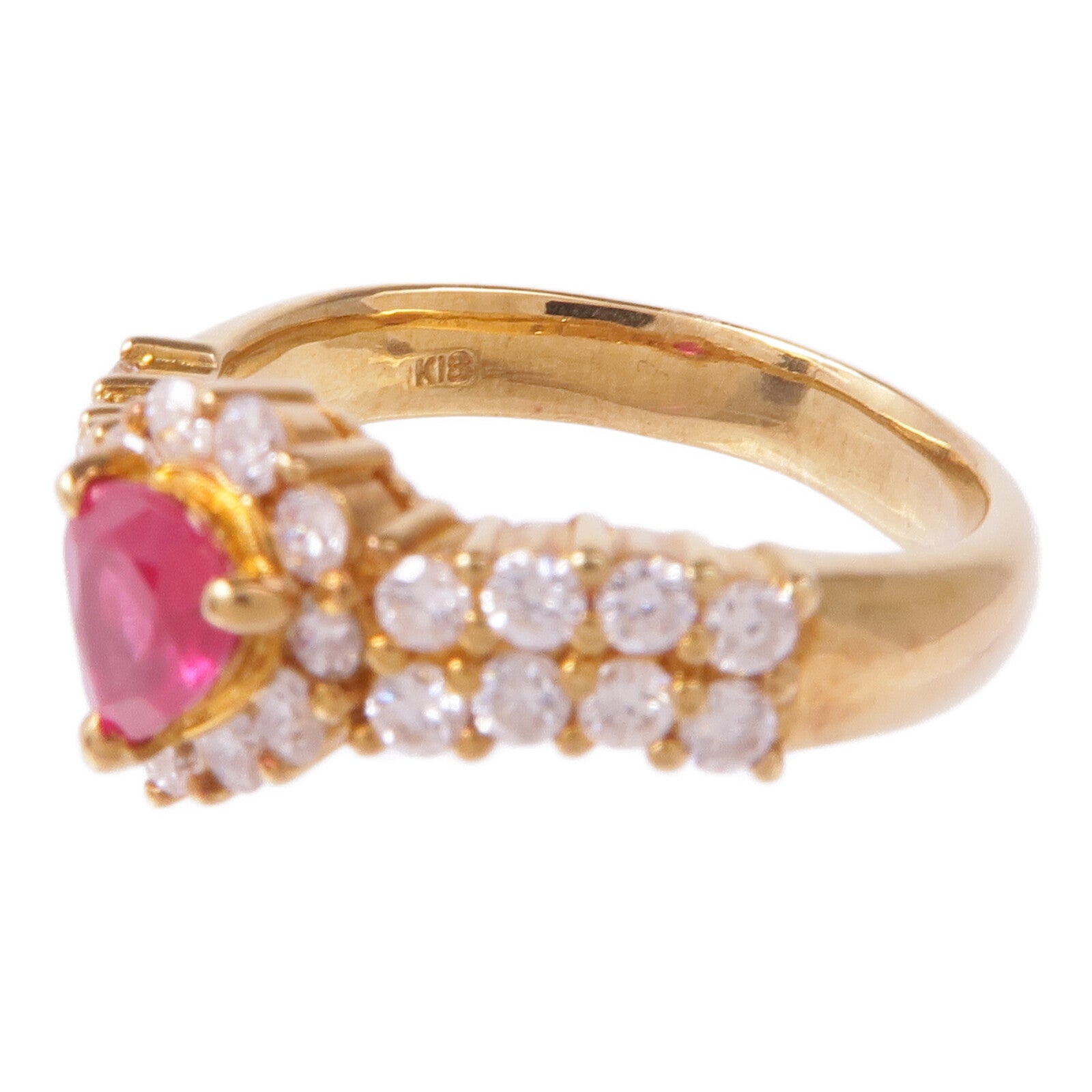 JEWELRY 【激減優惠】18K黃金Ruby Diamond Ring紅寶石/鑽石戒指US#5