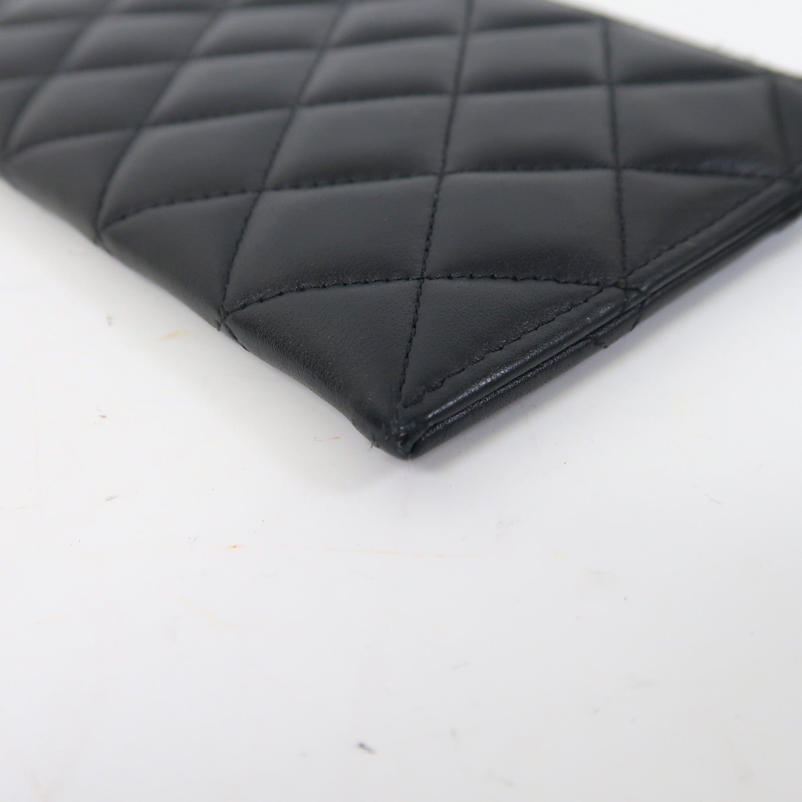 CHANEL 【激減優惠】菱格羊皮皮革Zipper Long Wallet金扣長錢包黑色