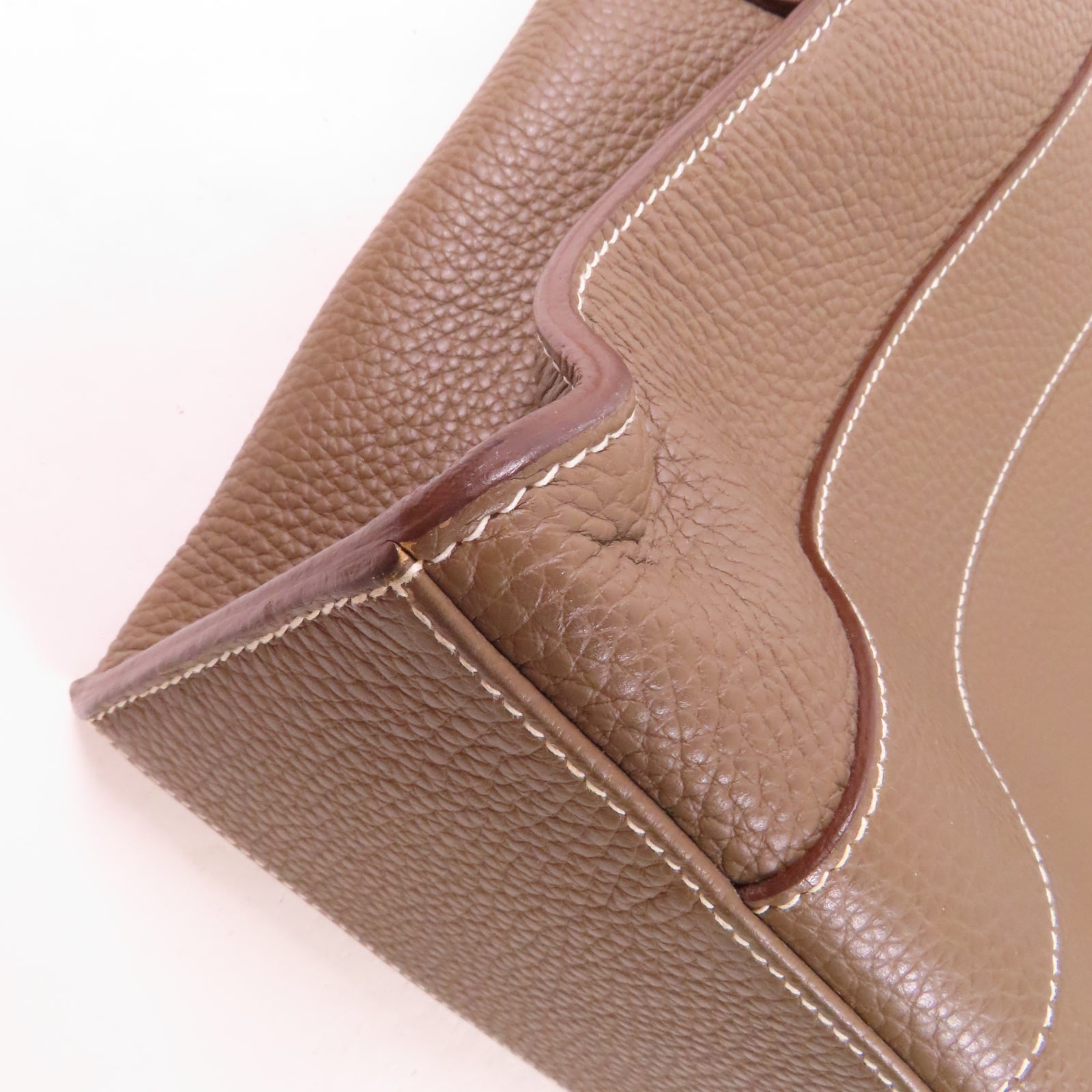 HERMES Clemence皮革Alfred Besace銀扣肩背袋Etoupe大象灰色