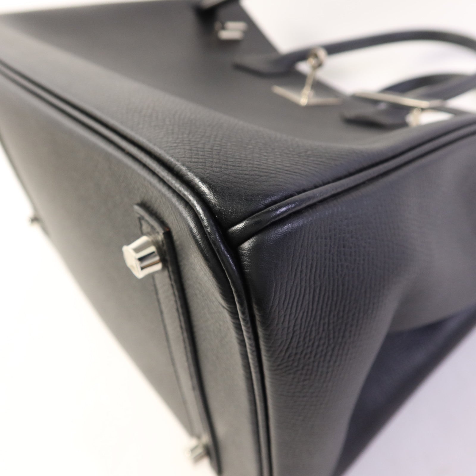 HERMES Epsom皮革Birkin 30銀扣手挽袋Noir