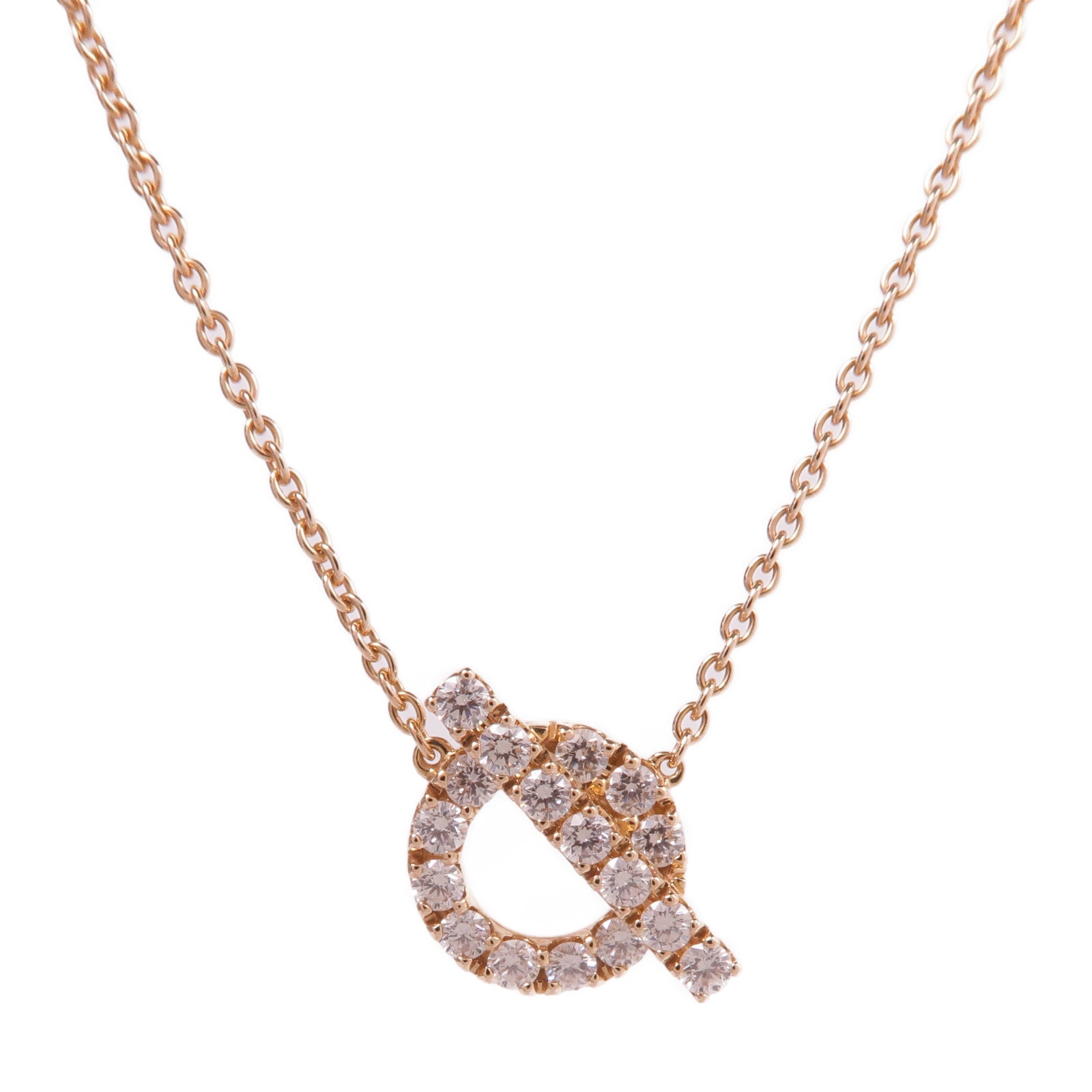 HERMES 18K玫瑰金Finesse Pendant鑽石項鍊