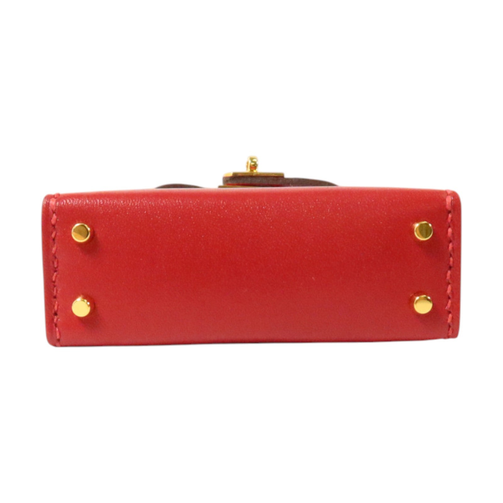 HERMES Tadelakt皮革/絲質Mini Kelly Twilly Bag Charm金扣掛飾Rouge Vif