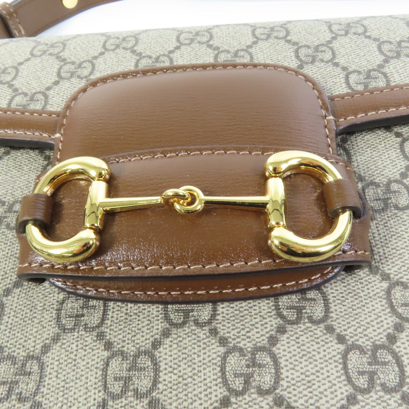 GUCCI 塗層帆布Horsebit 1955 MM金扣肩背袋