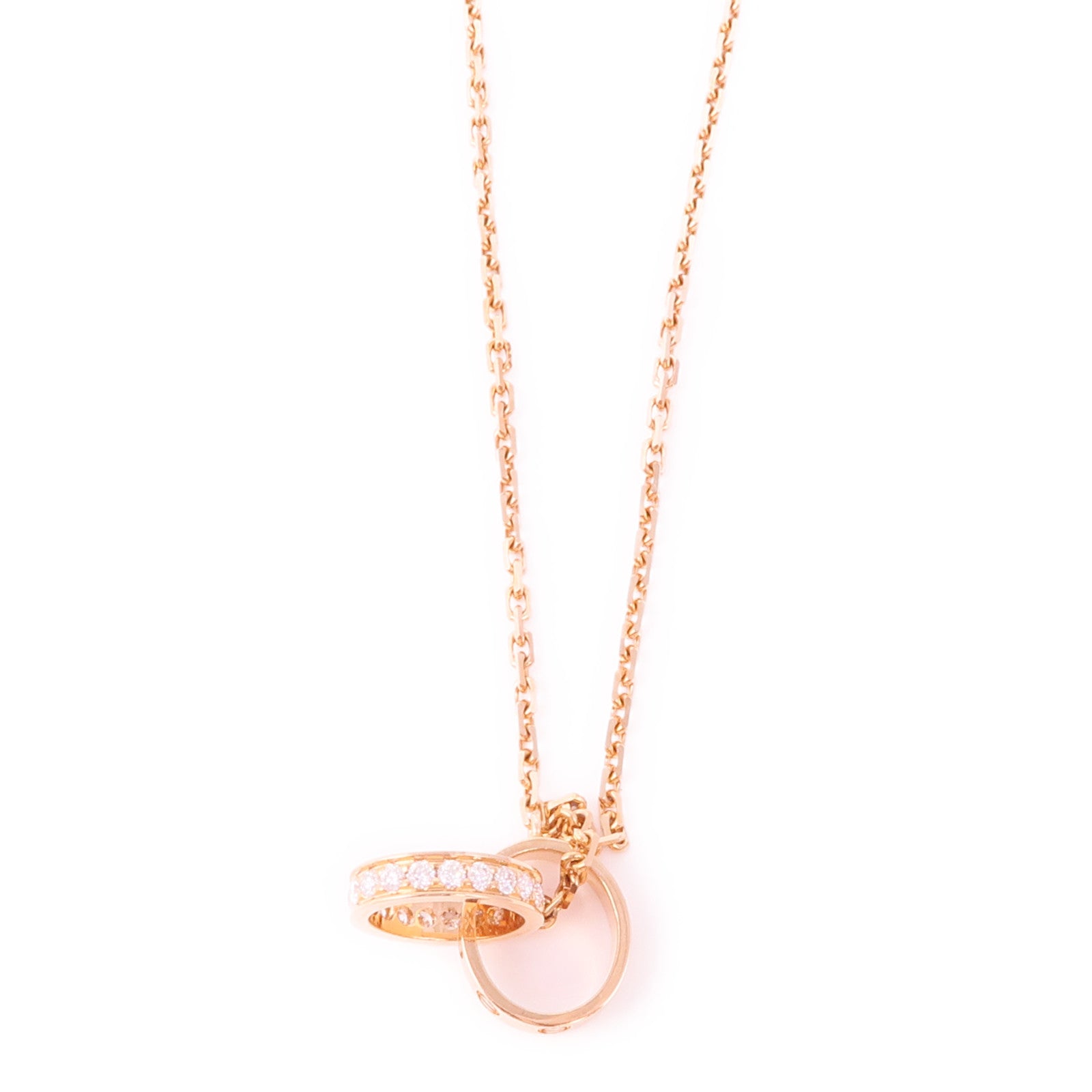 CARTIER 18K玫瑰金Love Diamond Necklace鑽石項鍊