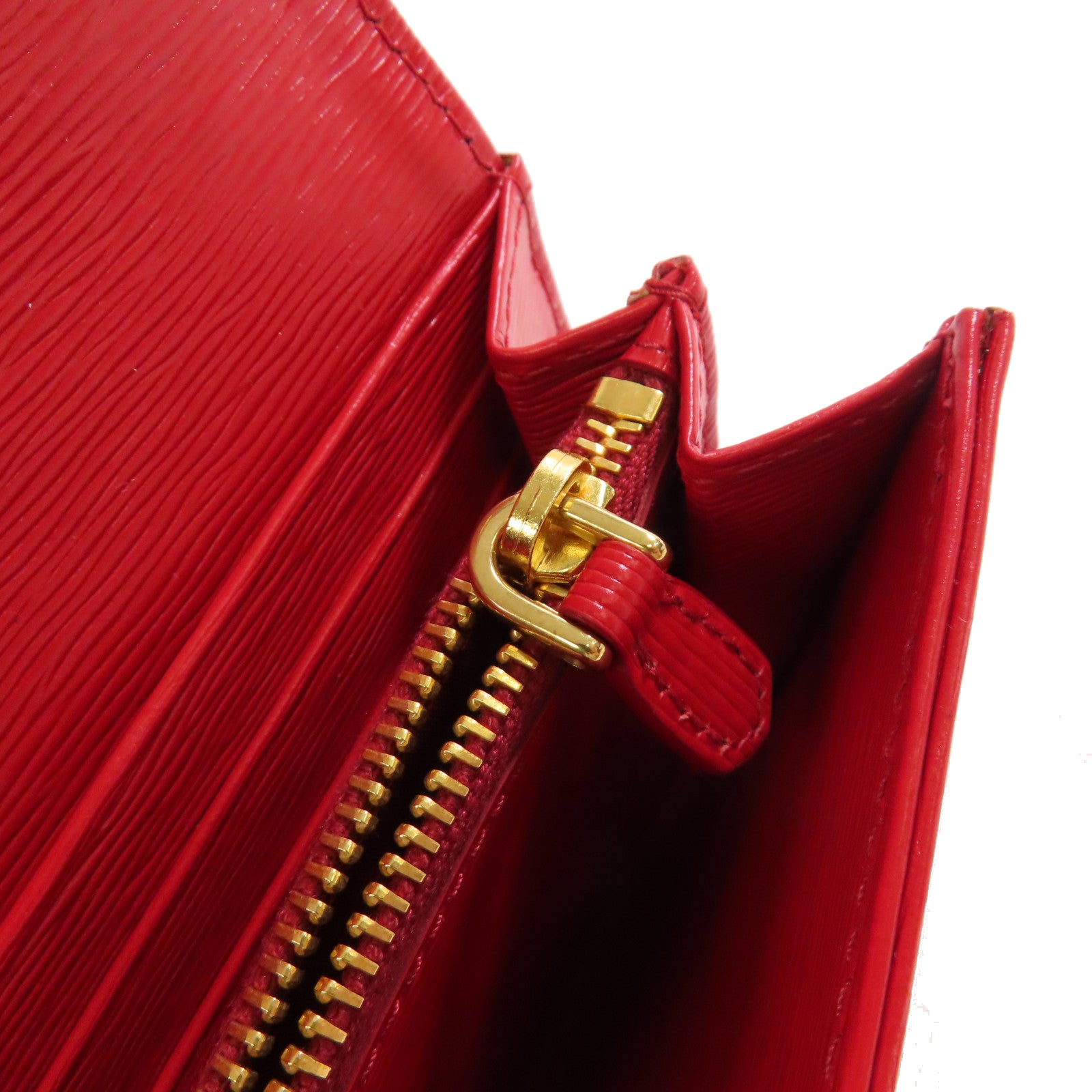 PRADA 牛皮皮革/尼龍Long Wallet金扣長錢包紅色