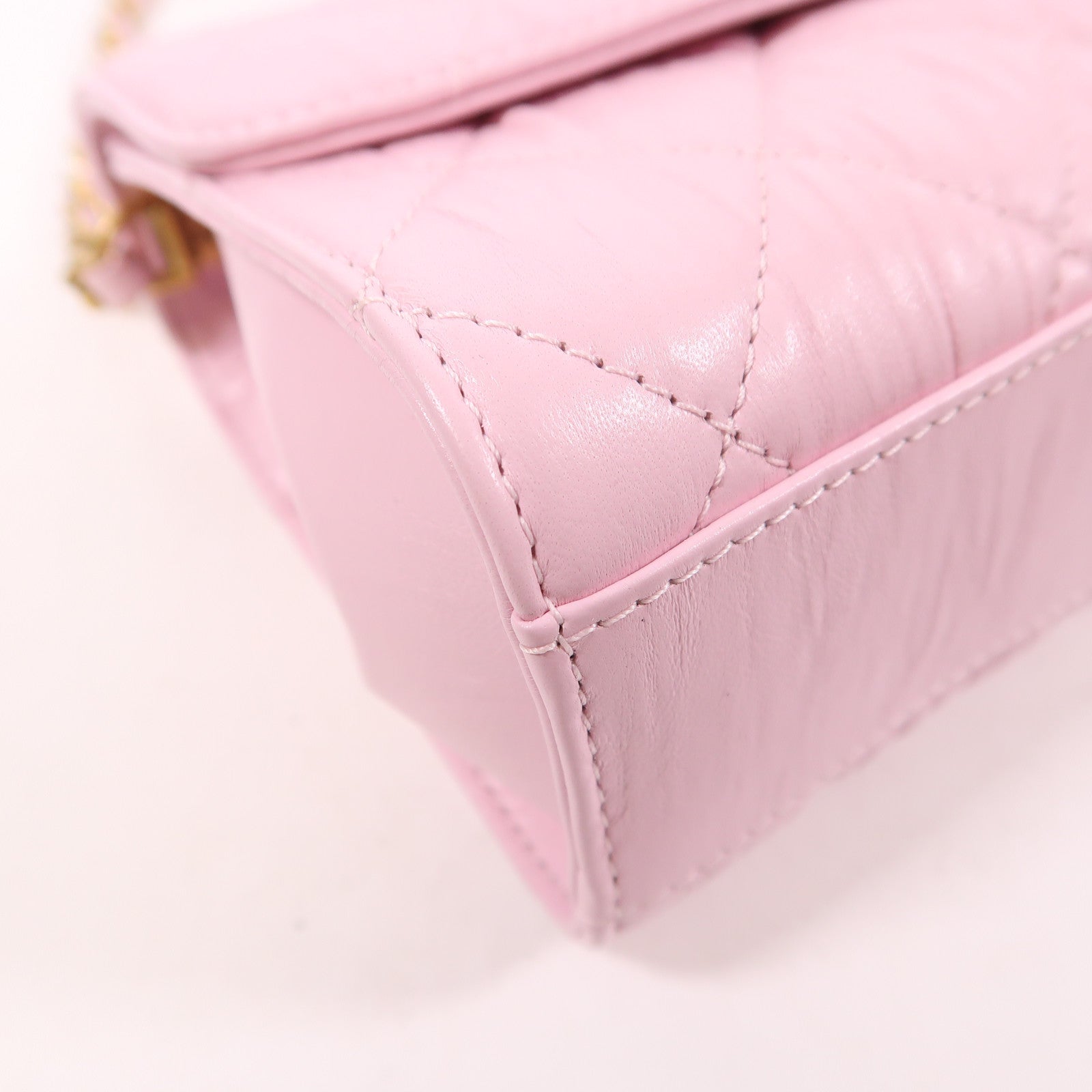 CHANEL 羊皮皮革Mini Flap Bag With Top Handle金扣鏈帶手挽肩背兩用袋