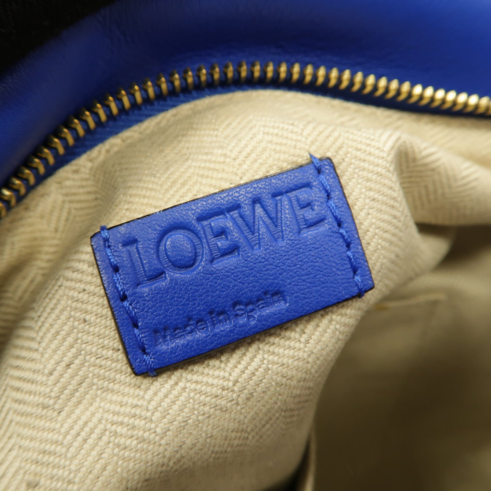LOEWE 牛皮皮革Puzzle Bag金扣手挽肩背兩用袋藍色