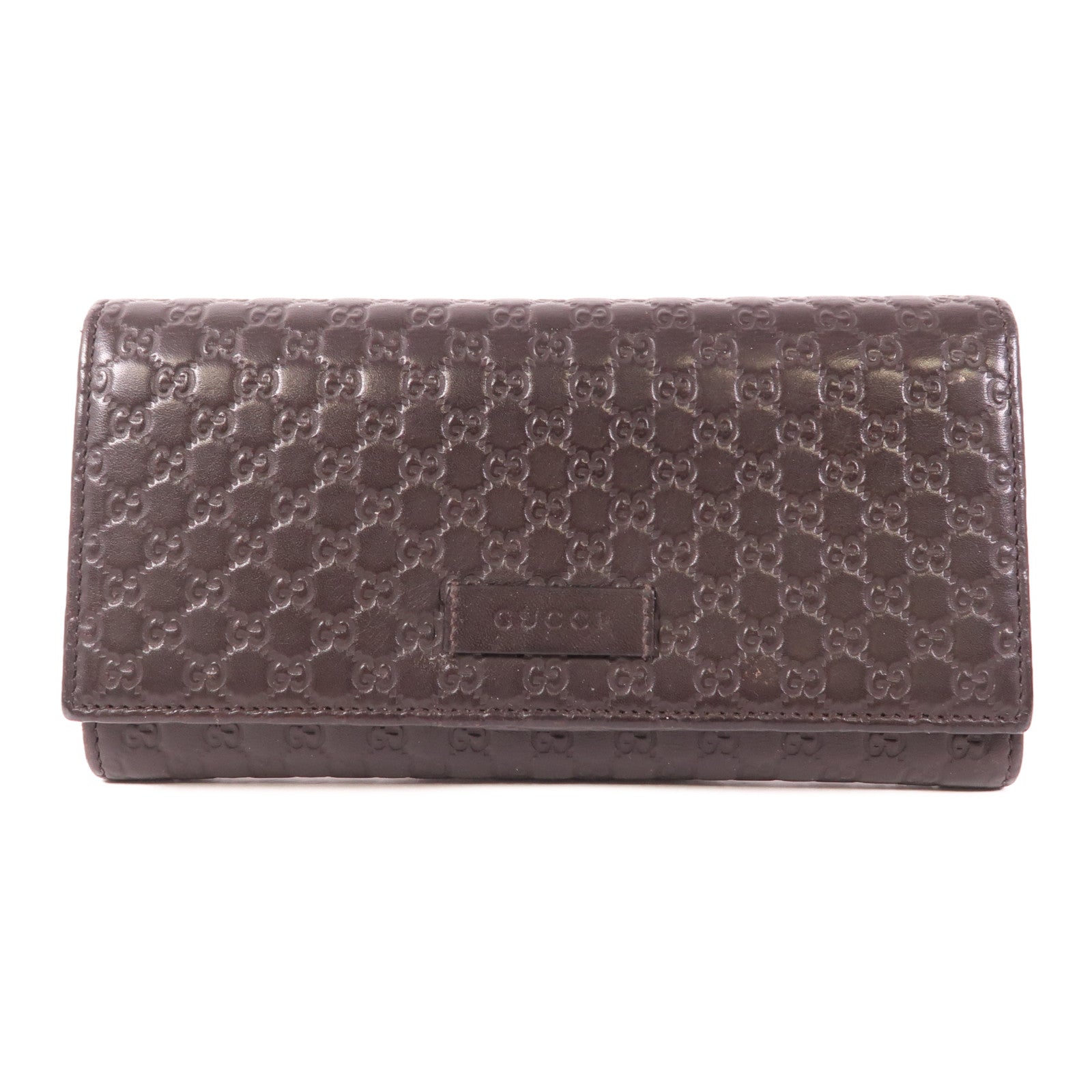 GUCCI GHW Long Wallet Calfskin Leather Brown