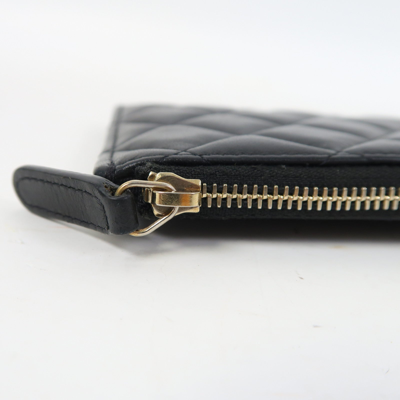 CHANEL 【激減優惠】菱格羊皮皮革Zipper Long Wallet金扣長錢包黑色