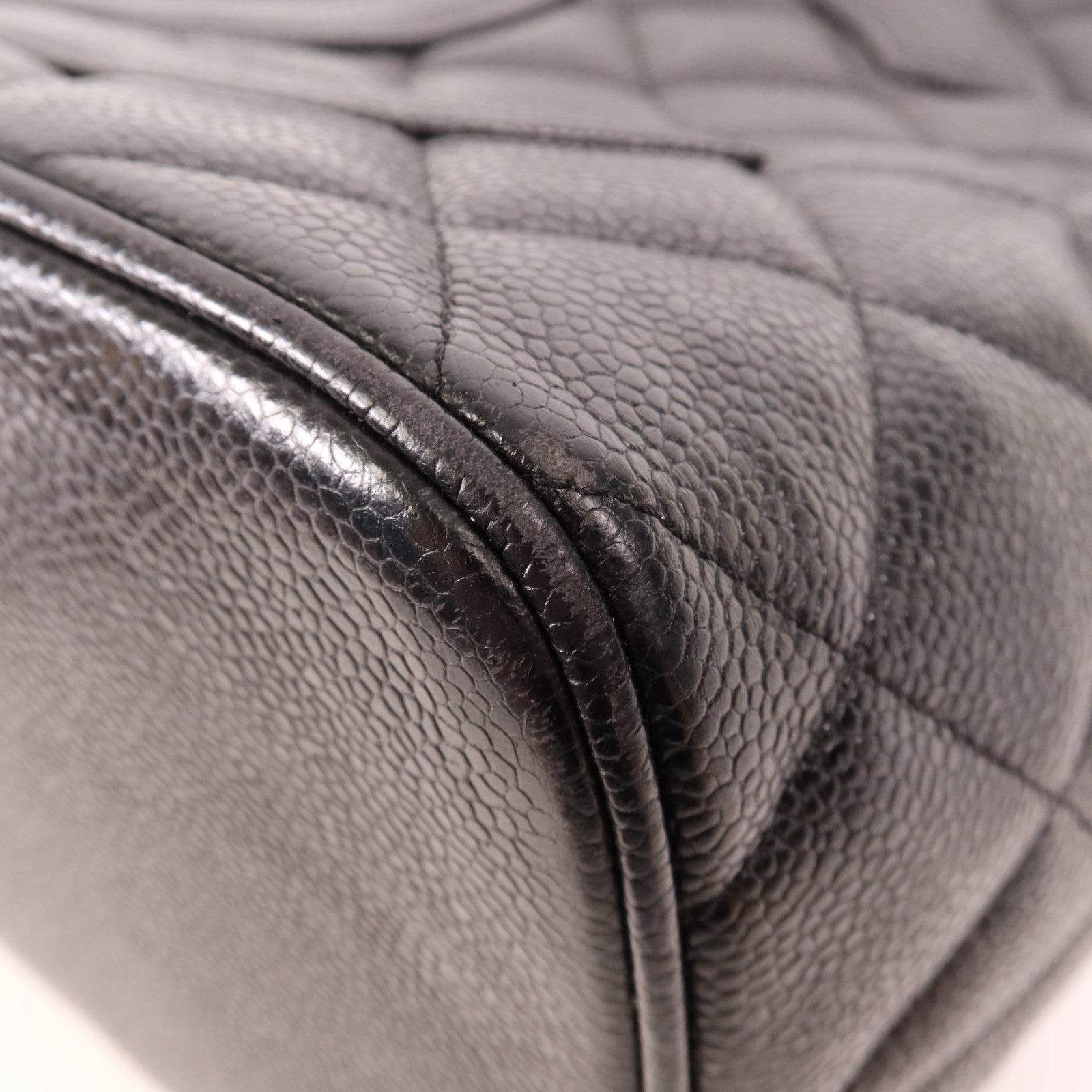 CHANEL 牛皮皮革Shoulder Bag銀扣手挽袋