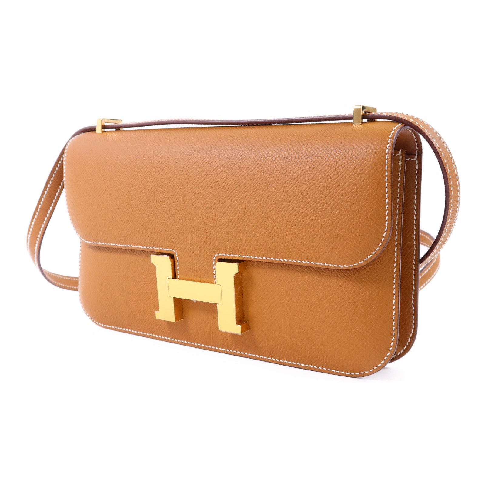 HERMES Epsom皮革Constance Elan金扣肩背袋Gold