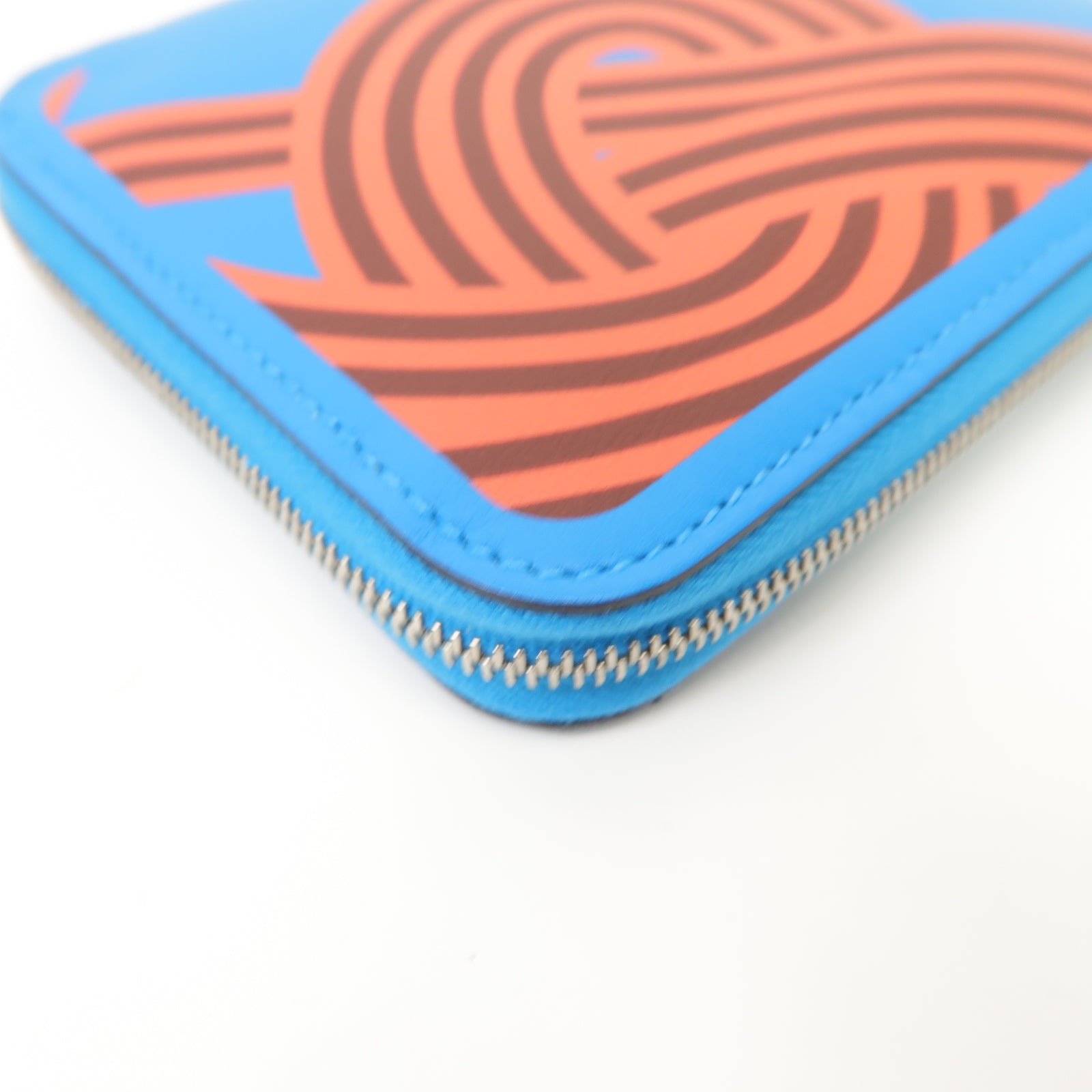 HERMES Swift皮革Silk In Compact Walle銀扣錢包Bleu Frida/Rouge HBleu Frida/Rouge H藍色/粉紅色