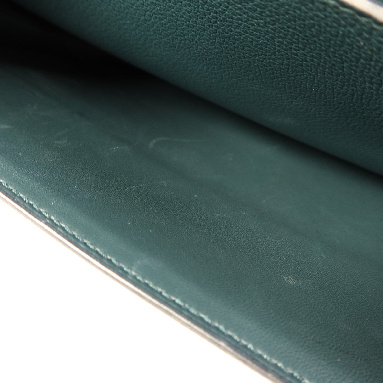 HERMES Evercolor皮革2002 26銀扣肩背袋Vert Cypress