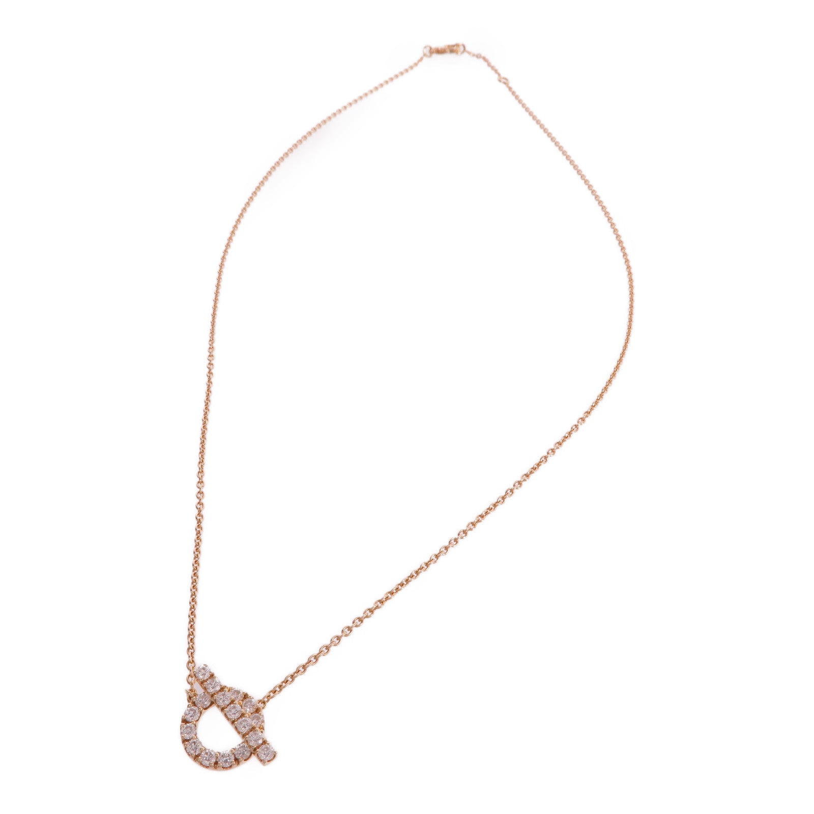 HERMES 18K玫瑰金Finesse Pendant鑽石項鍊
