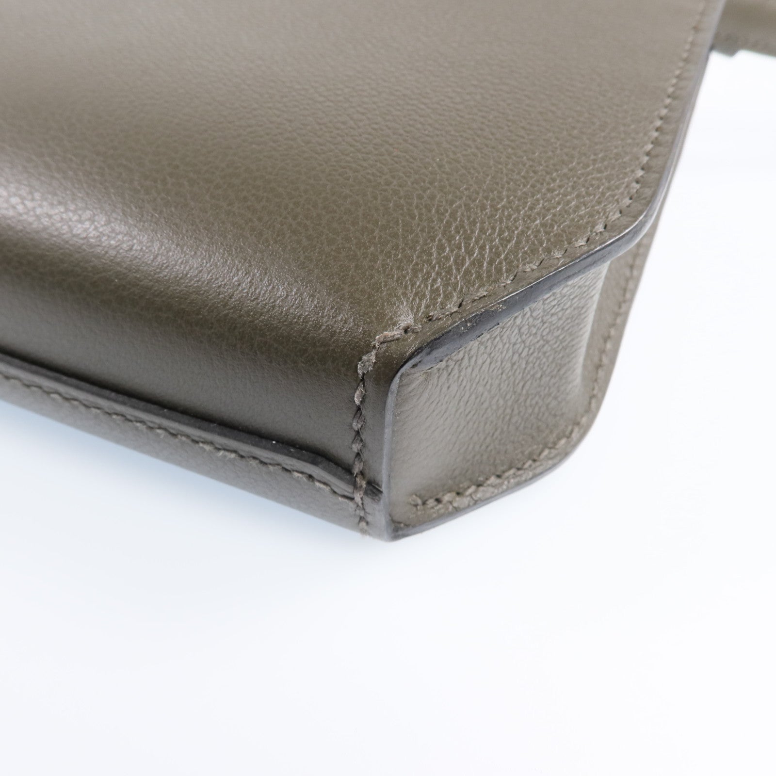 HERMES Evercolor皮革Kelly Depeches 25銀扣手拿包Vert Maquies