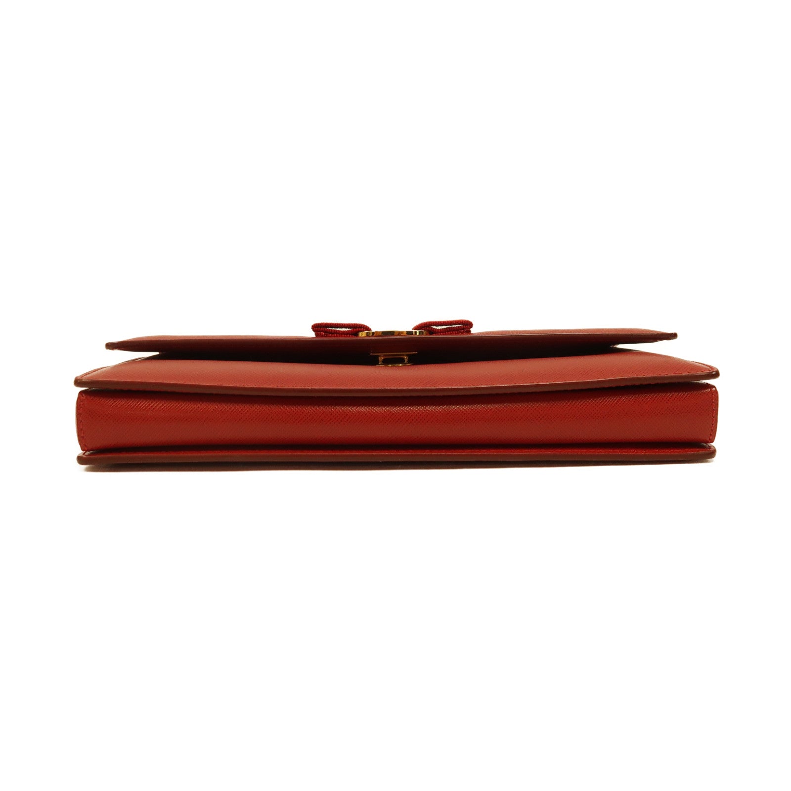 Salvatore Ferragamo 牛皮皮革Chain Shoulder金扣鏈帶肩背袋紅色
