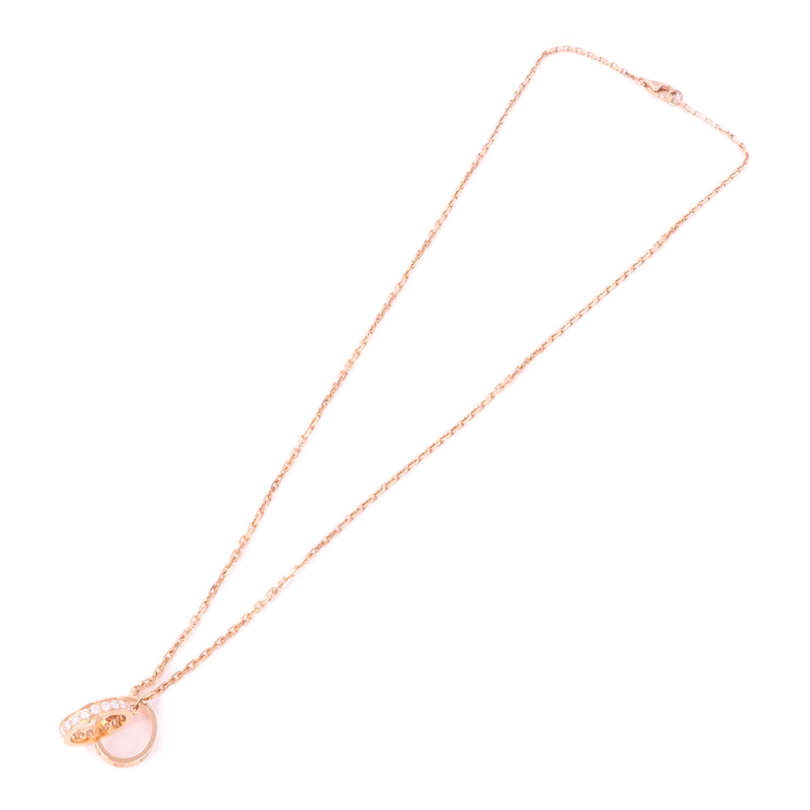 CARTIER 18K玫瑰金Love Diamond Necklace鑽石項鍊