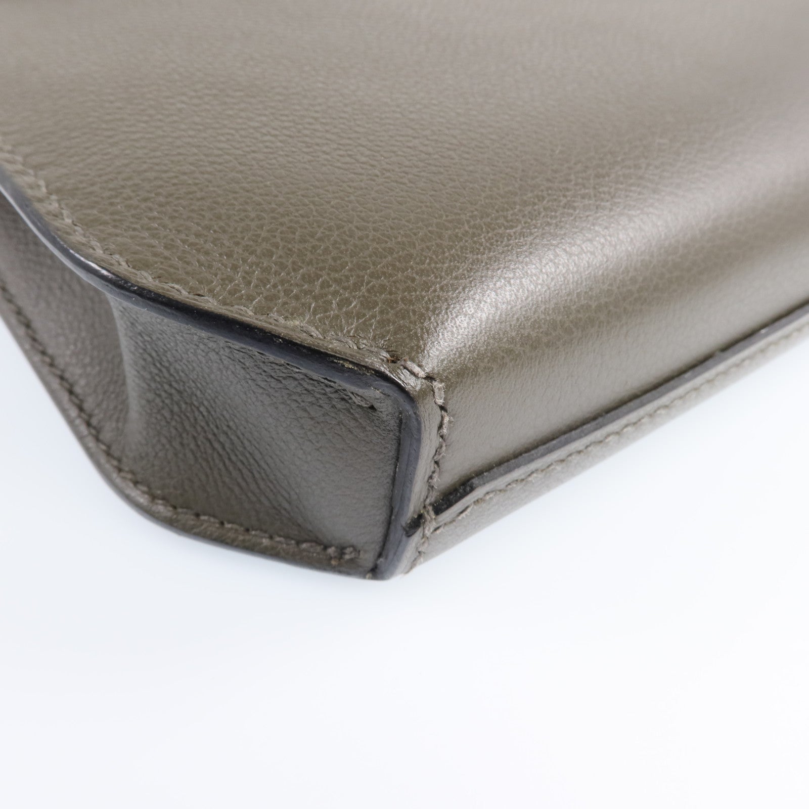 HERMES Evercolor皮革Kelly Depeches 25銀扣手拿包Vert Maquies