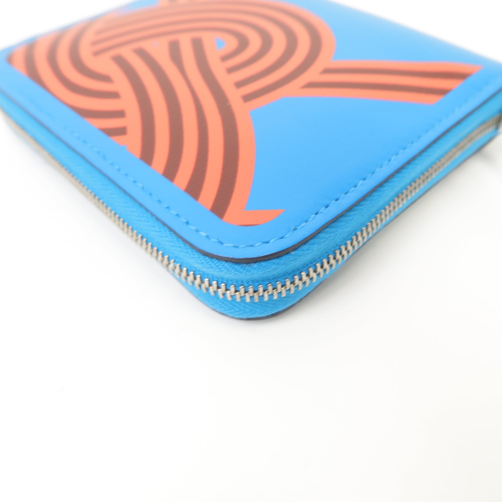 HERMES Swift皮革Silk In Compact Walle銀扣錢包Bleu Frida/Rouge HBleu Frida/Rouge H藍色/粉紅色