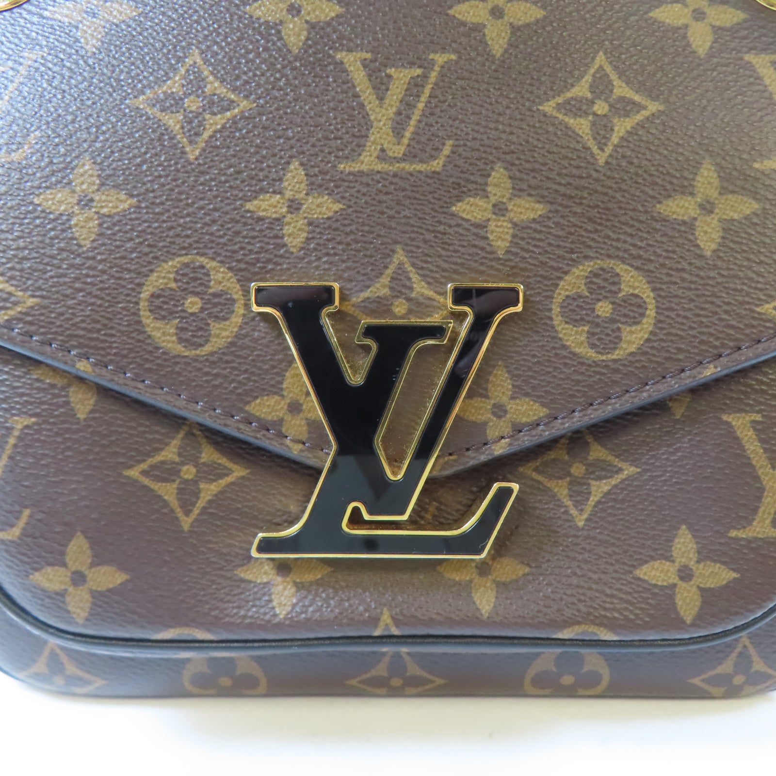 LOUIS VUITTON Monogram Passy Bag金扣鏈帶肩背袋啡色