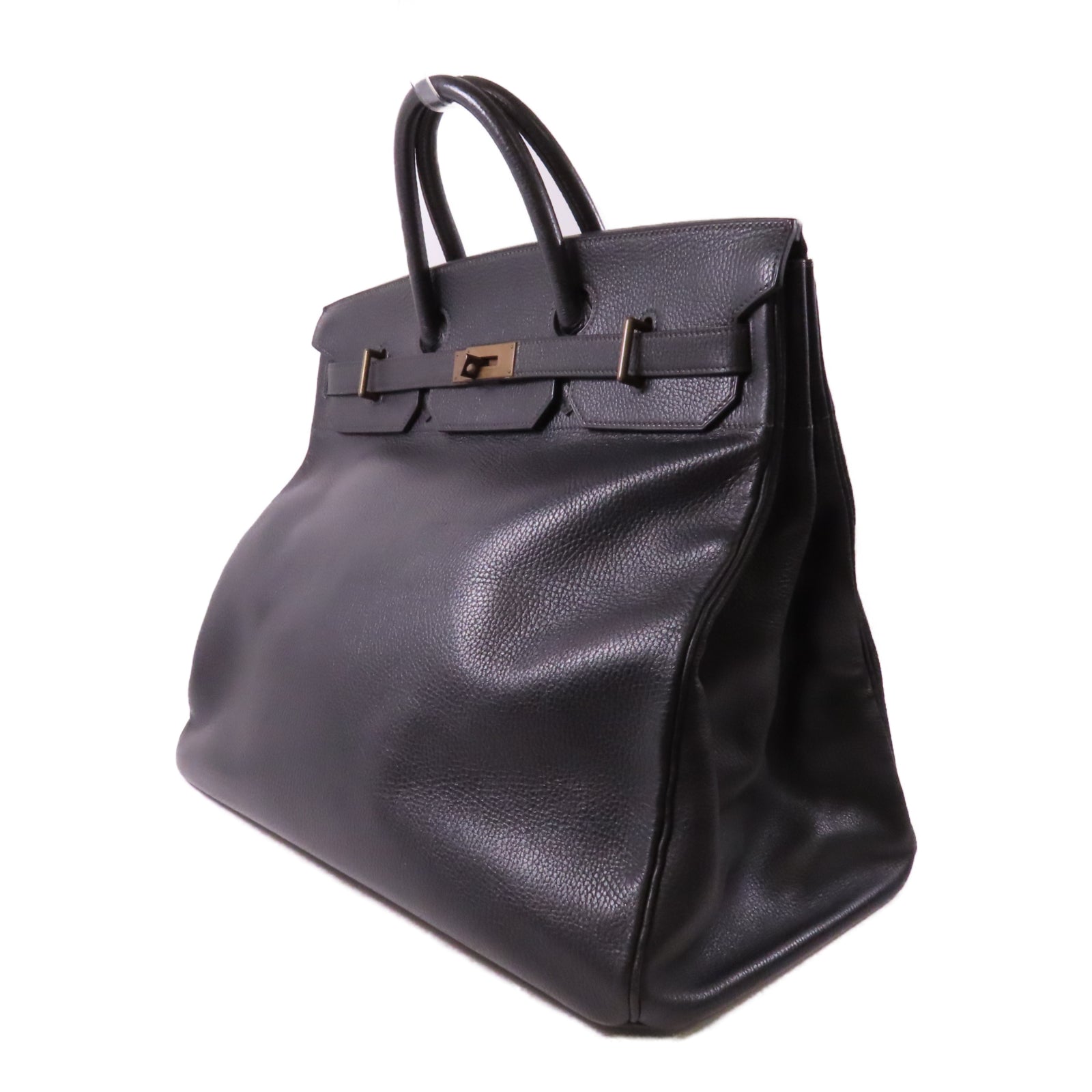 HERMES Ardennes皮革Haut A Courroie金扣手挽袋Noir/黑色