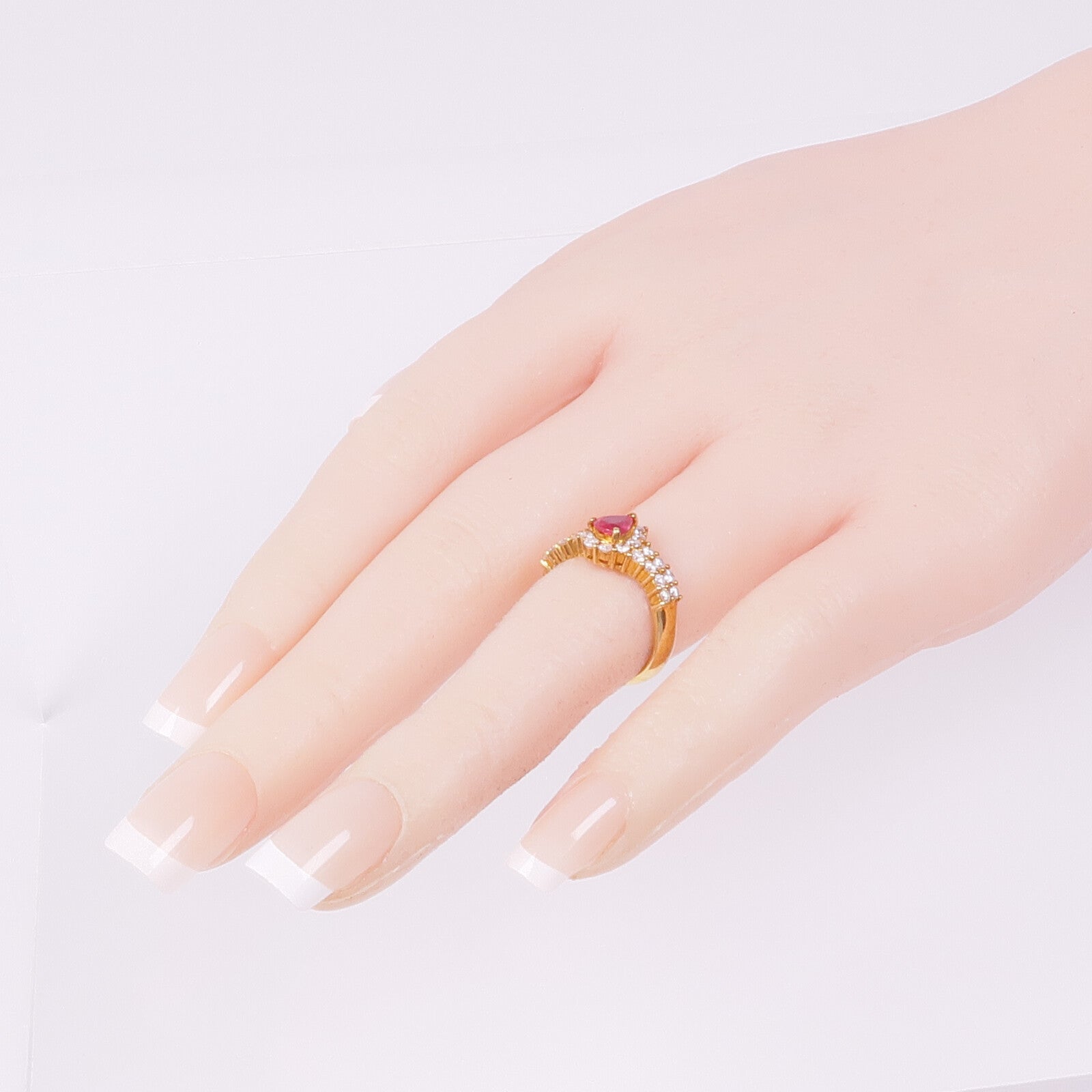 JEWELRY 【激減優惠】18K黃金Ruby Diamond Ring紅寶石/鑽石戒指US#5