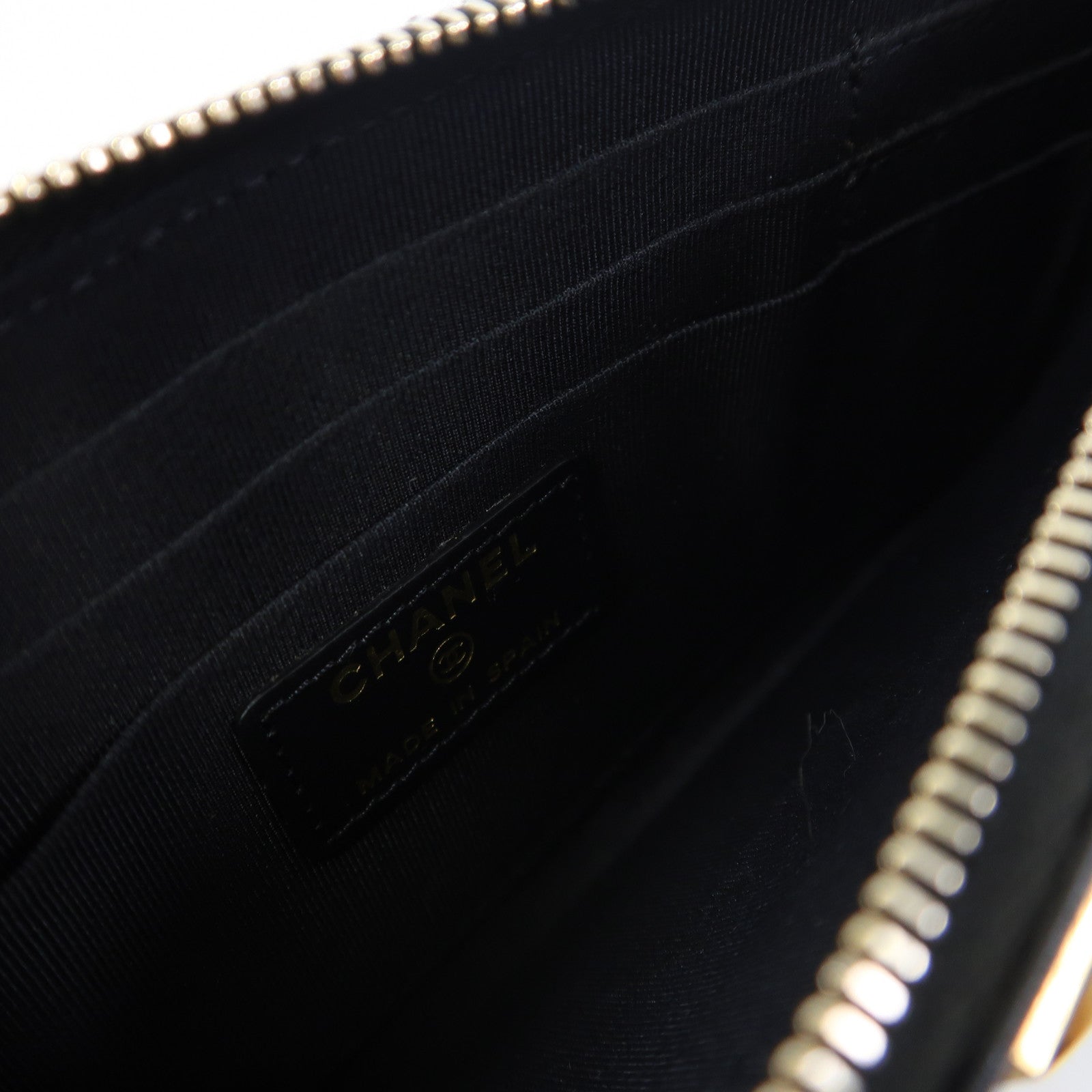 CHANEL 【激減優惠】菱格羊皮皮革Zipper Long Wallet金扣長錢包黑色