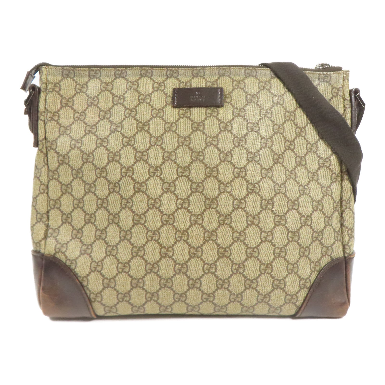 GUCCI 塗層帆布Shoulder Bag銀扣肩背袋