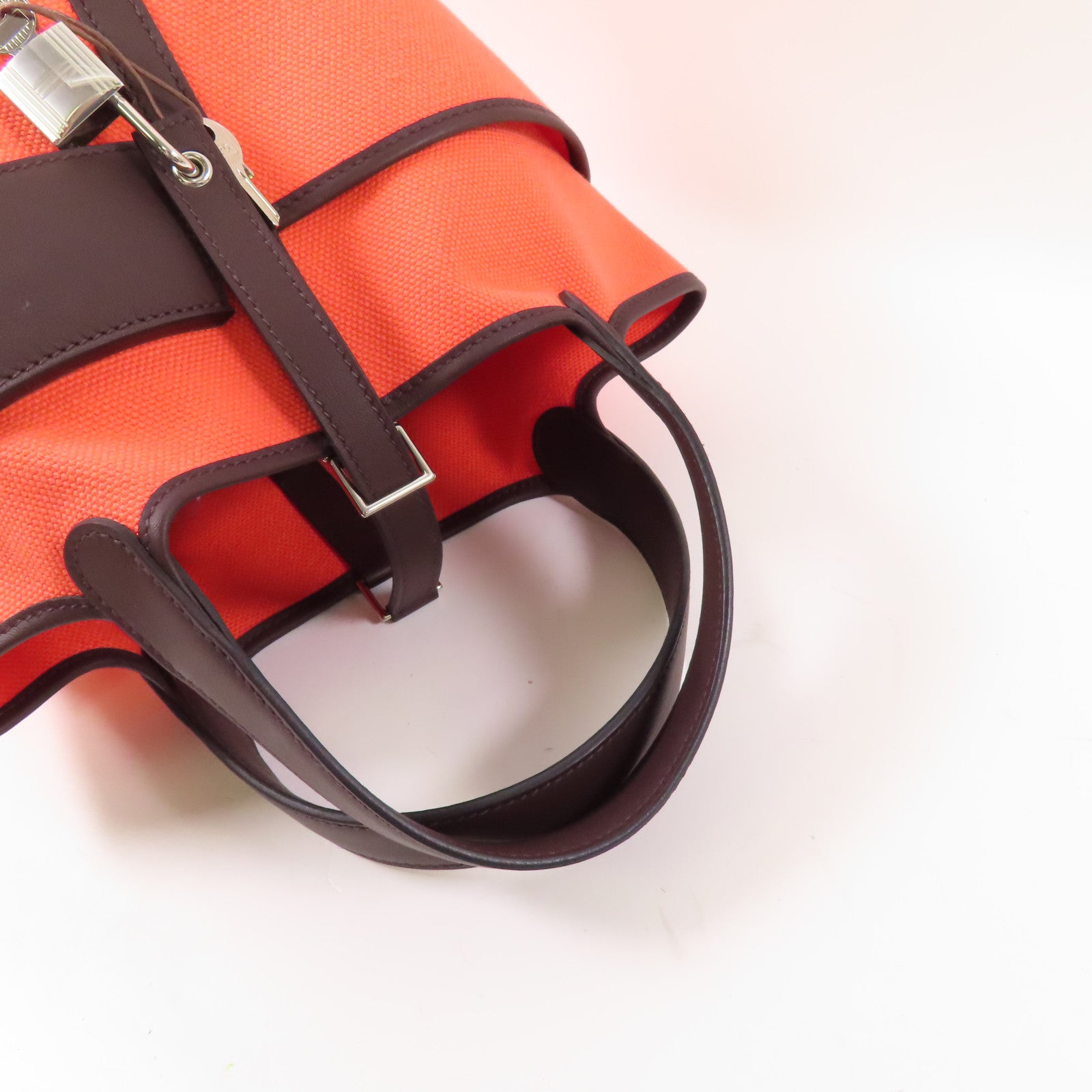 HERMES 帆布Picotin Cargo PM手挽袋Rose Texas