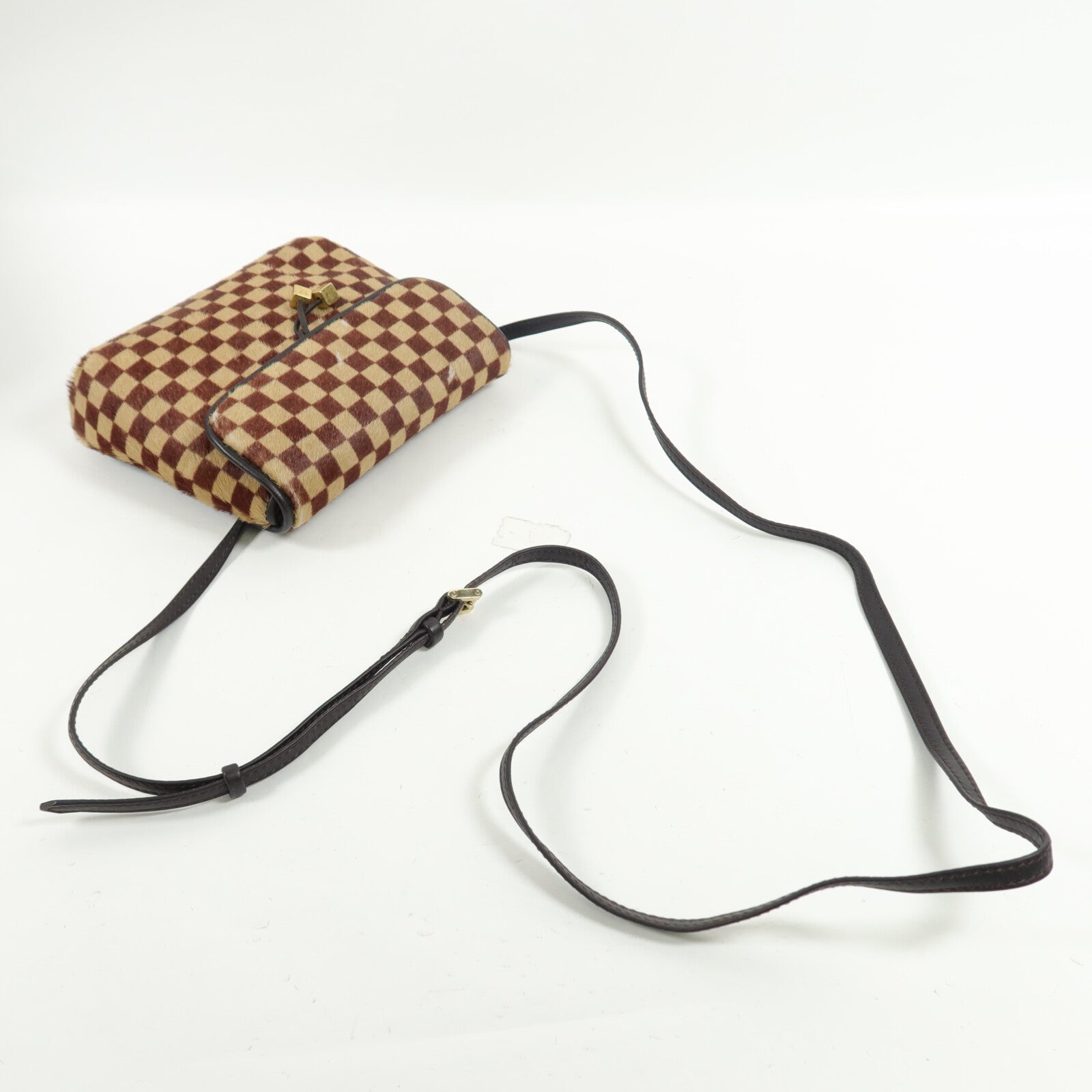 LOUIS VUITTON Pony Hair/牛皮皮革Damier Sauvage Gazelle肩背袋